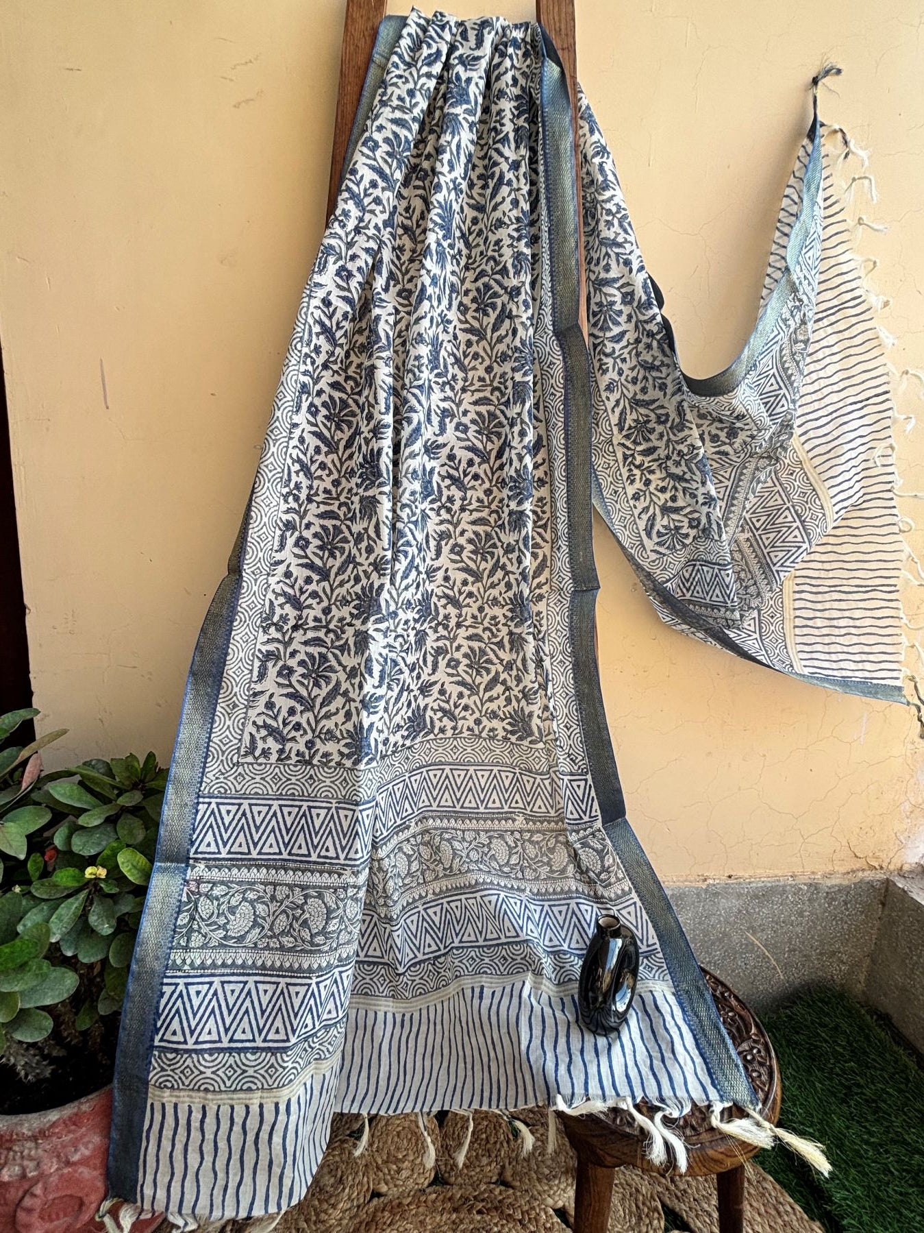 Blue Handloom Dupatta