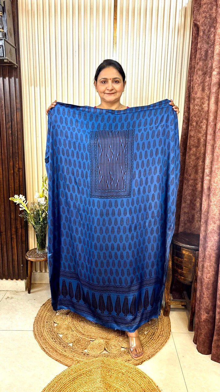 Modal Silk Blue Booty Bagh Print Kurta