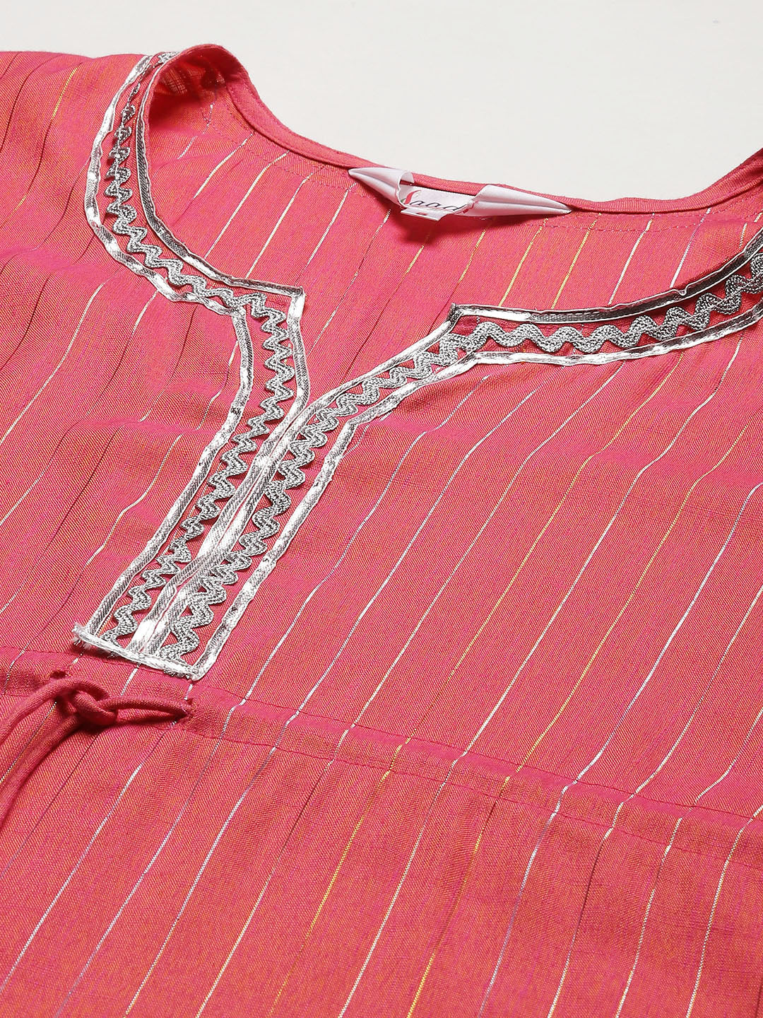 Women Peach-Coloured Striped Empire Kurta with Palazzos