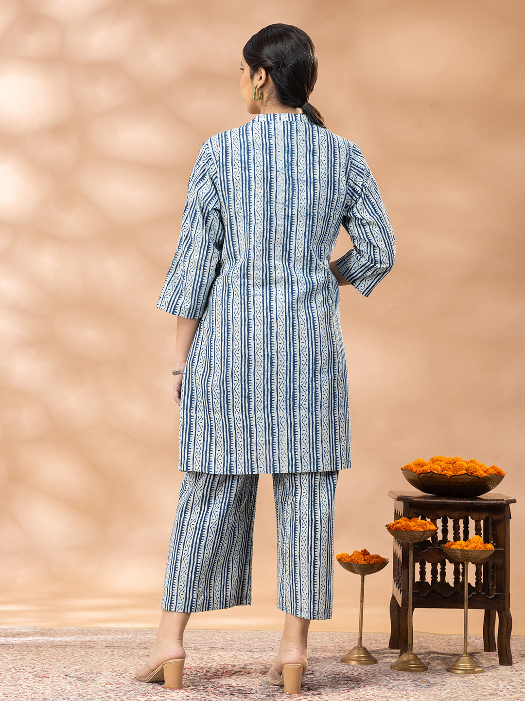 Bagru Indigo Blue Mandarin Kurta Set