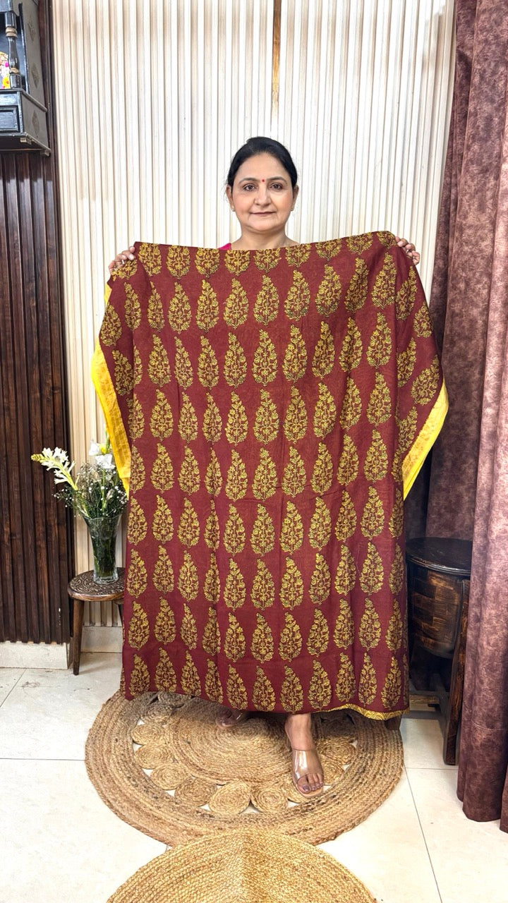 Modal Silk Maroon Paisley Bagh Print Kurta