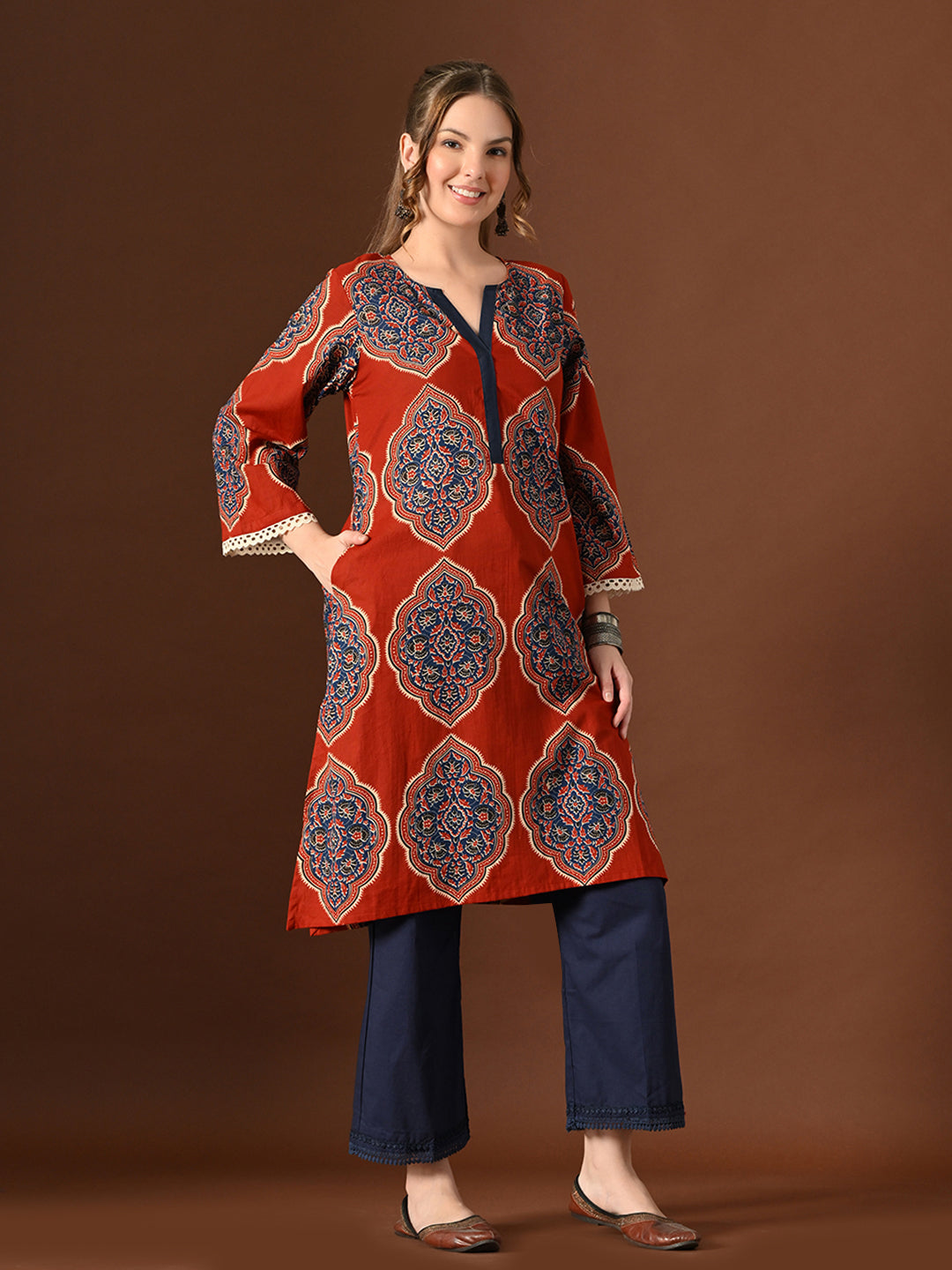Women Ajrakh Cotton Oversized Kurta