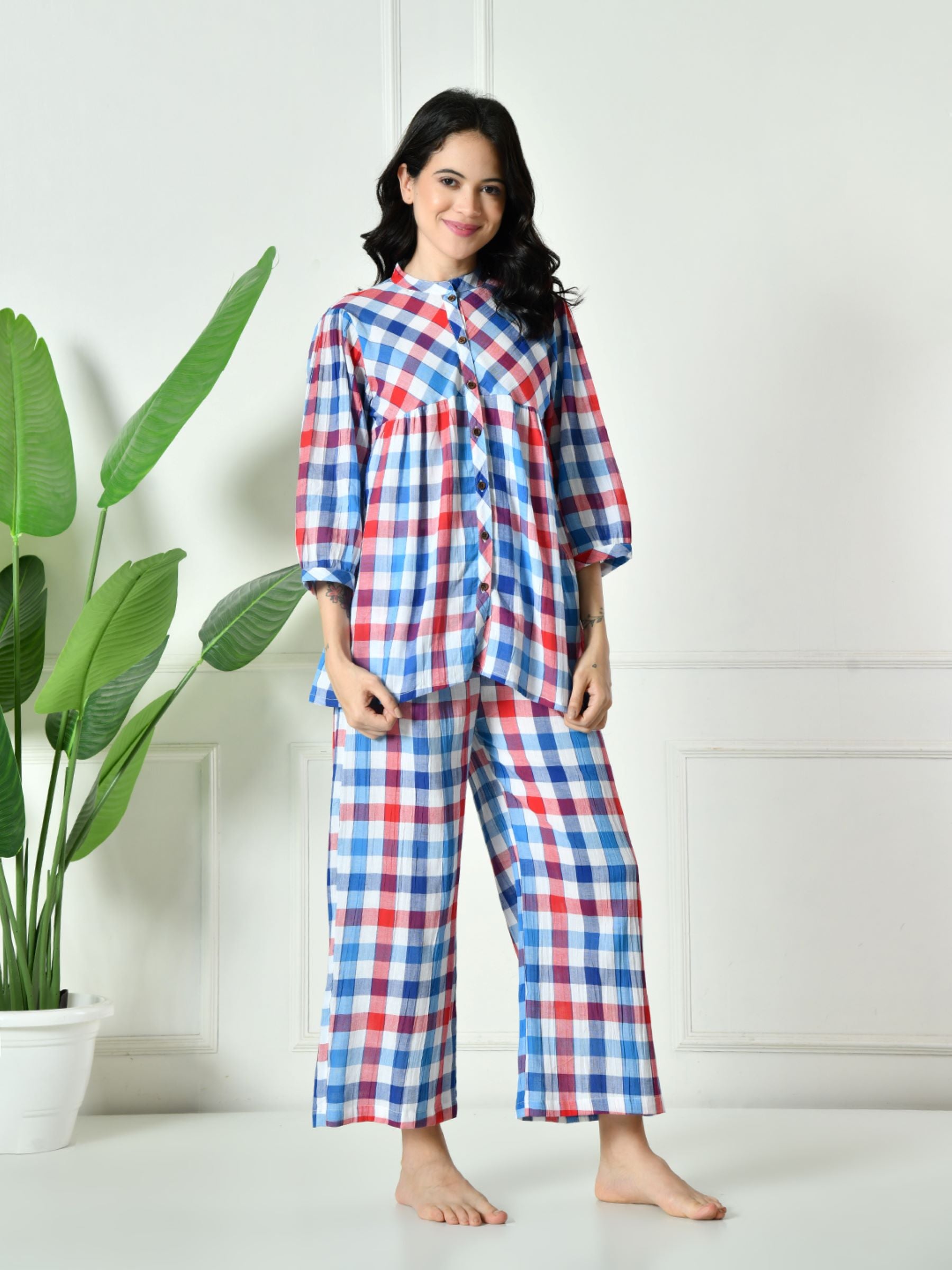 Women Check Lounge set
