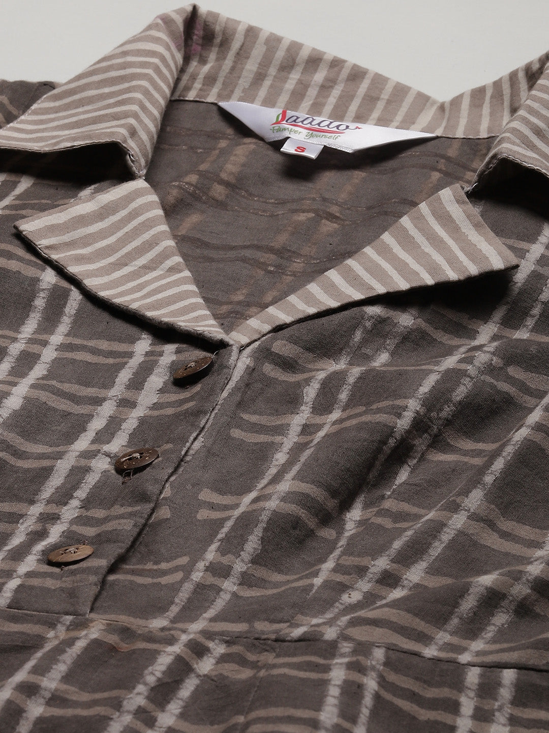 Women Charcoal Grey Dabu Handblock A-Line Dress