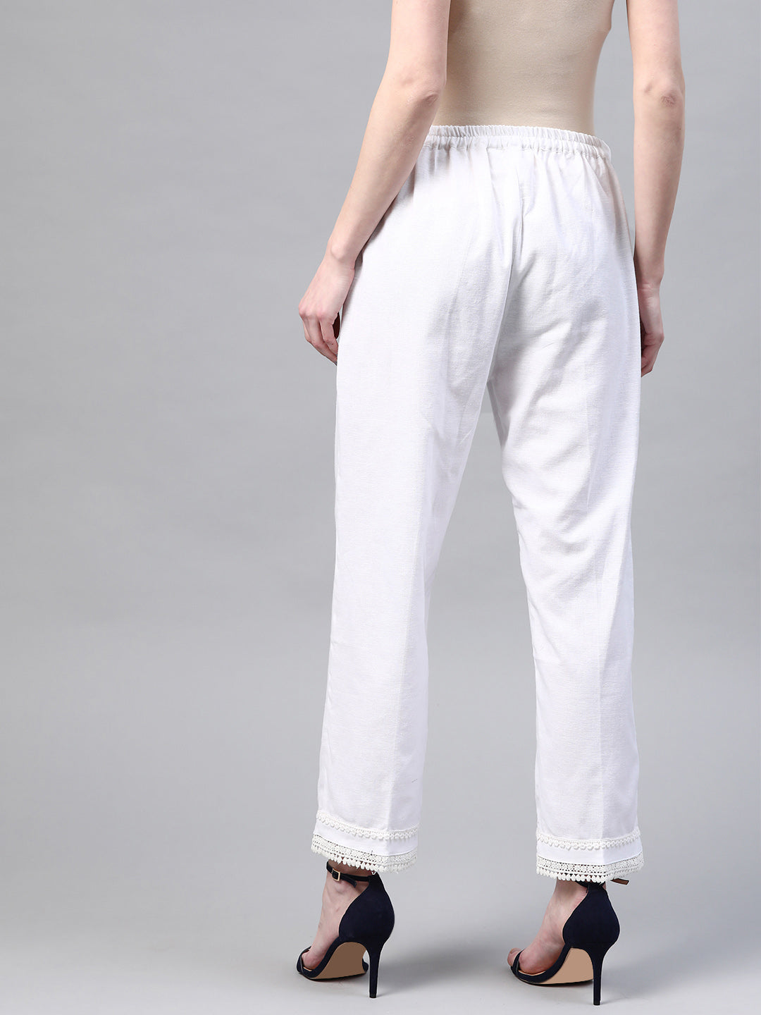 White Hem Design Cotton Handloom Straight Sustainable Palazzos