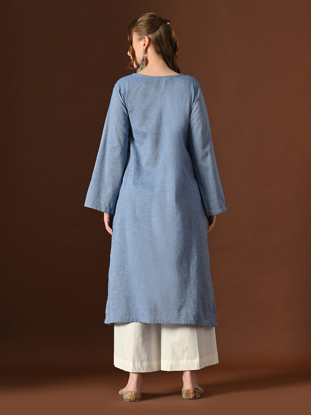 Women Blue Cotton Oversized Kurta