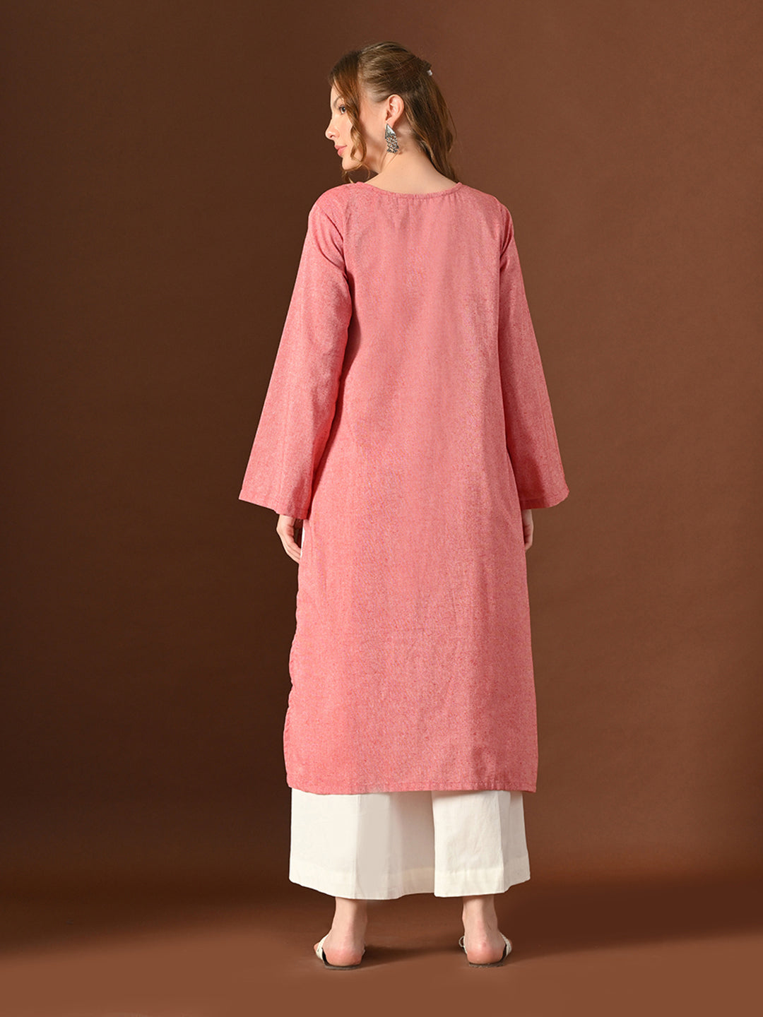 Women Pink Cotton Oversized Kurta