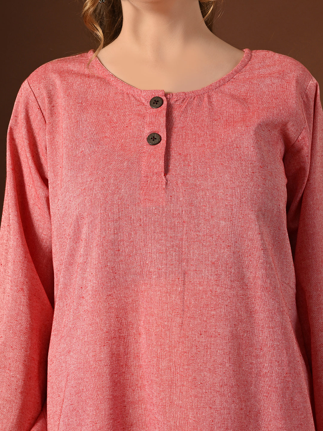 Women Pink Cotton Oversized Kurta