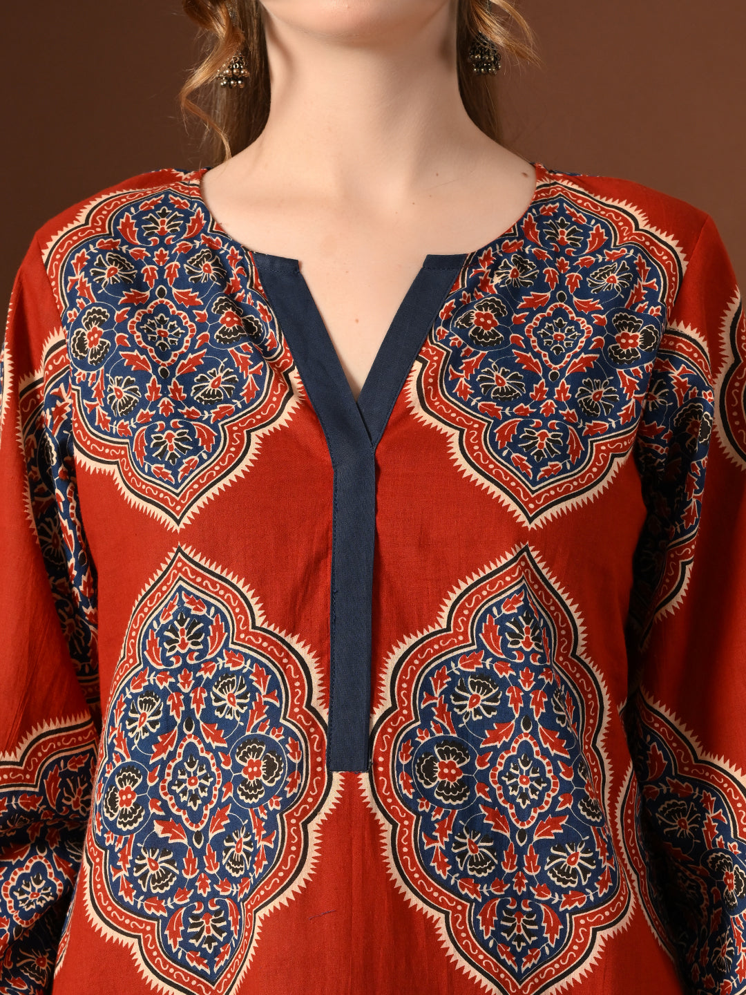 Women Ajrakh Cotton Oversized Kurta