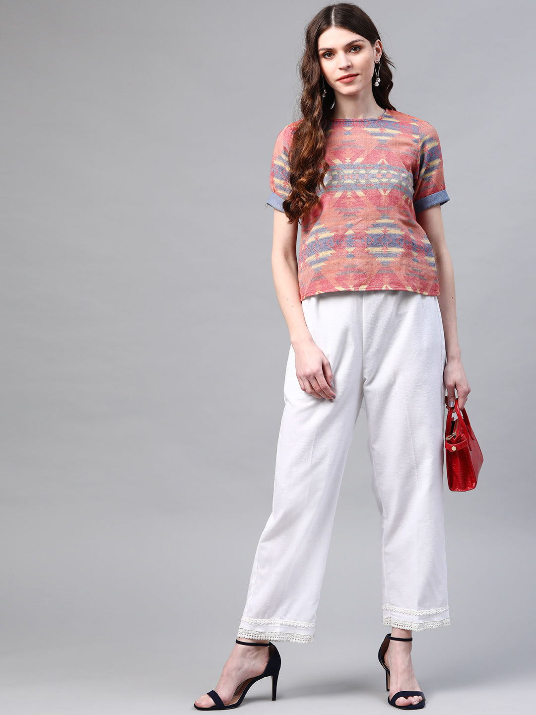 White Hem Design Cotton Handloom Straight Sustainable Palazzos