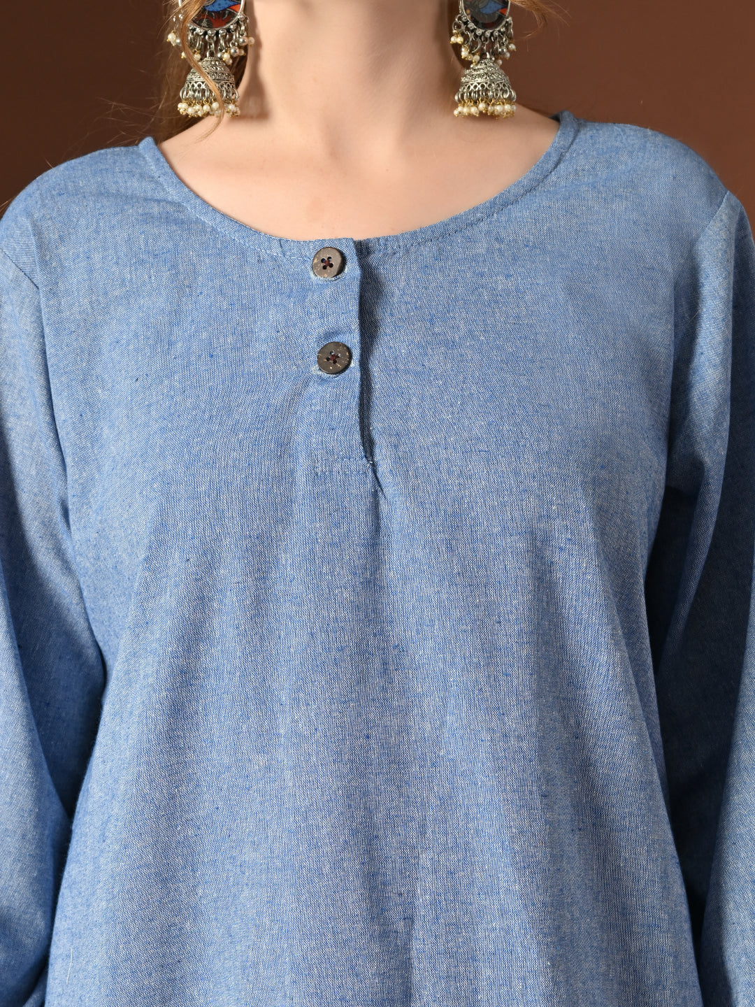 Women Blue Cotton Oversized Kurta
