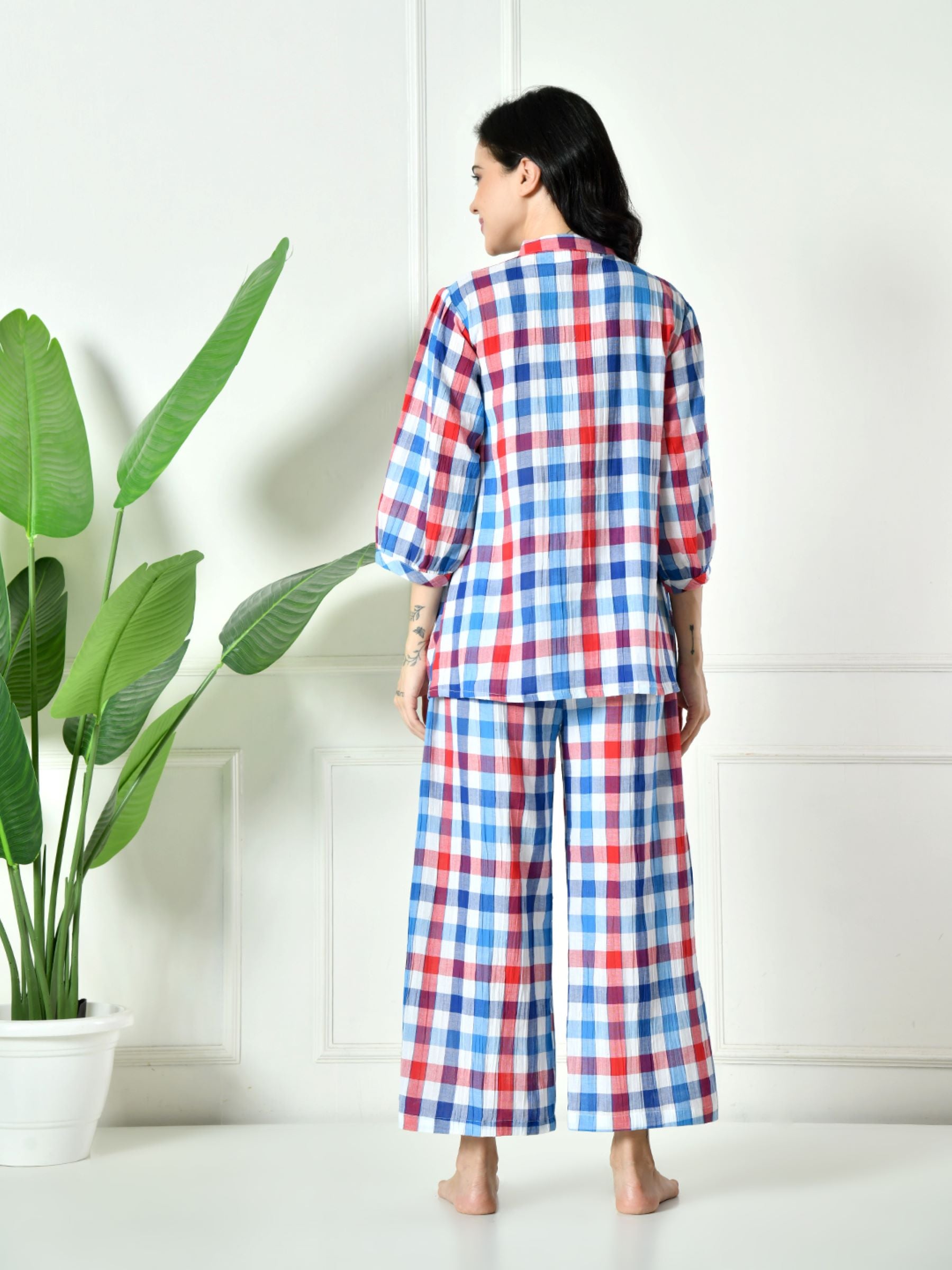Women Check Lounge set