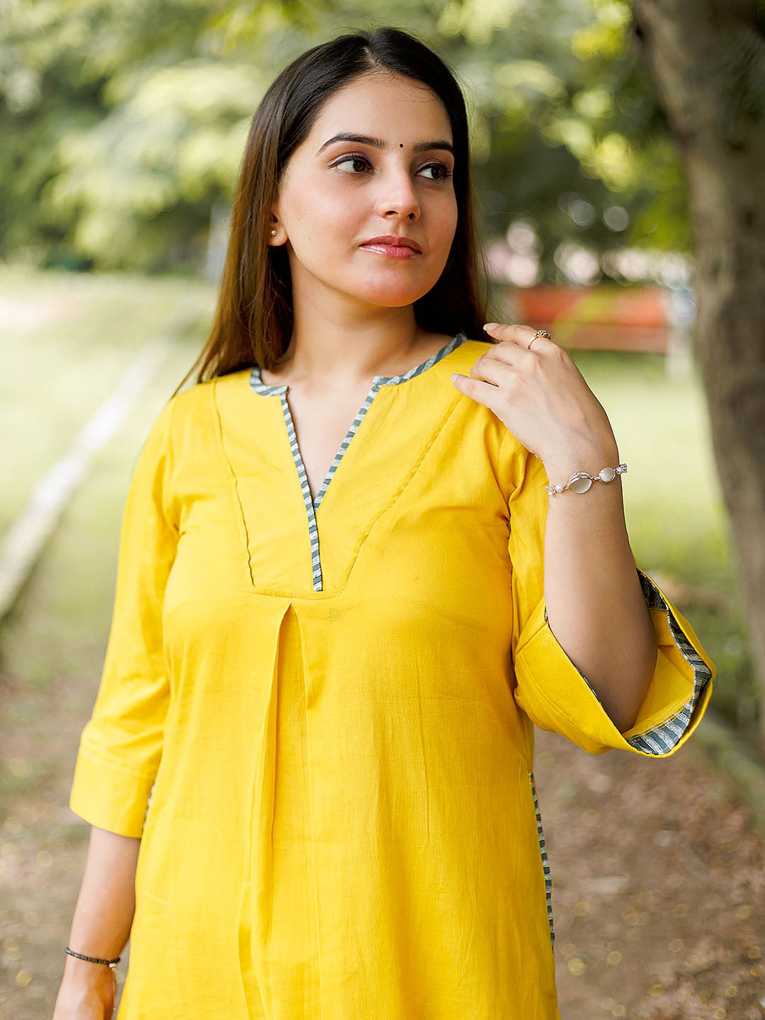 Yellow Cotton Linen Coord Set