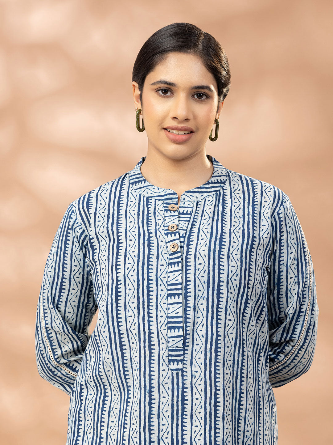 Bagru Indigo Blue Mandarin Kurta Set