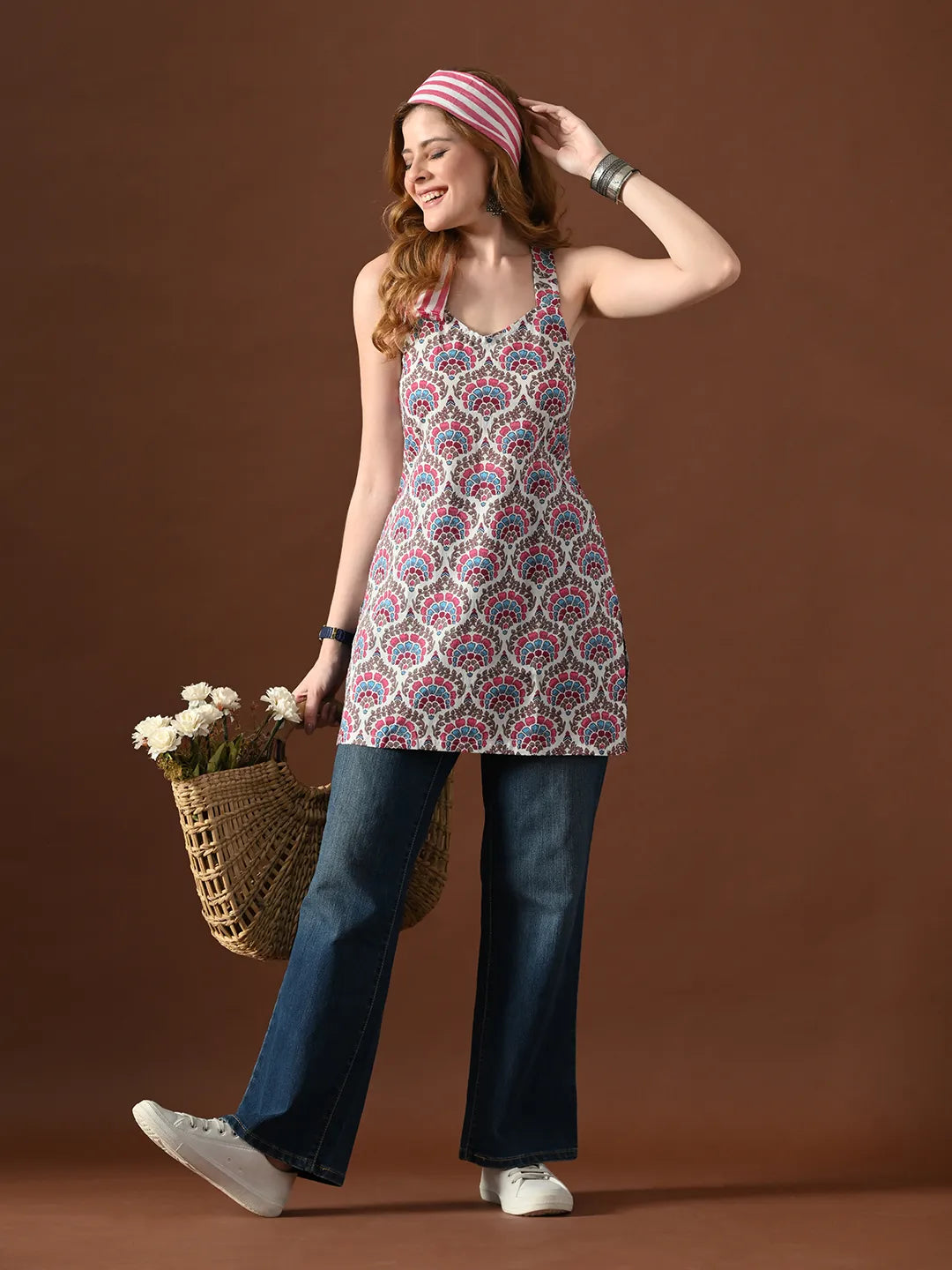Women Niksha Backless Printed Kurti