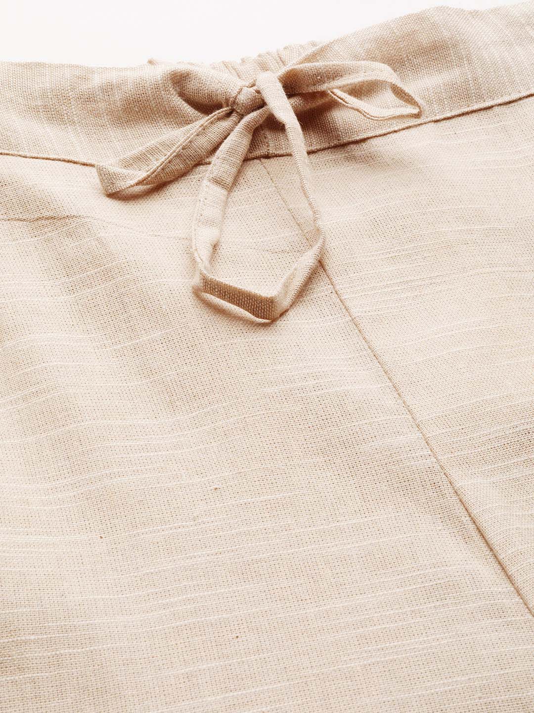 Cream-Coloured Handloom Solid Straight Palazzos