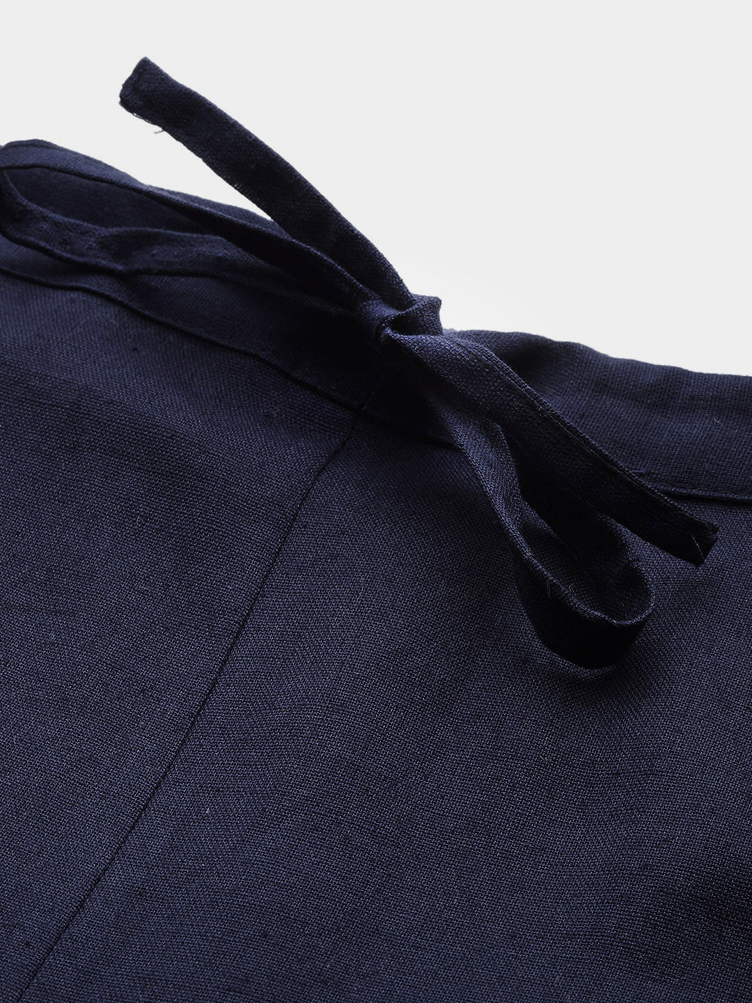 Navy Blue Hem Design Cotton Handloom Straight Sustainable Palazzos