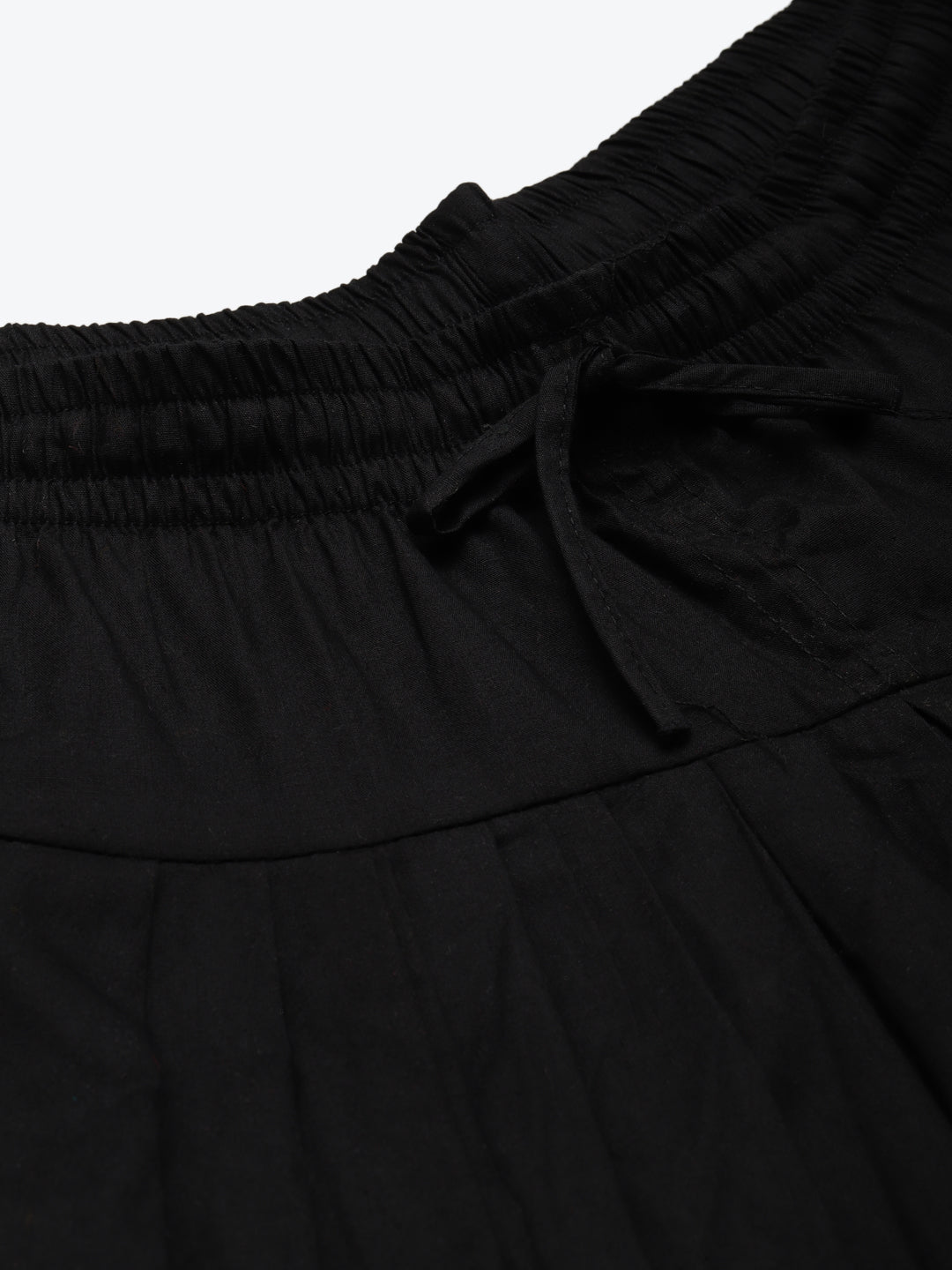 Black Solid Lace Pintucks Pure Cotton Salwar