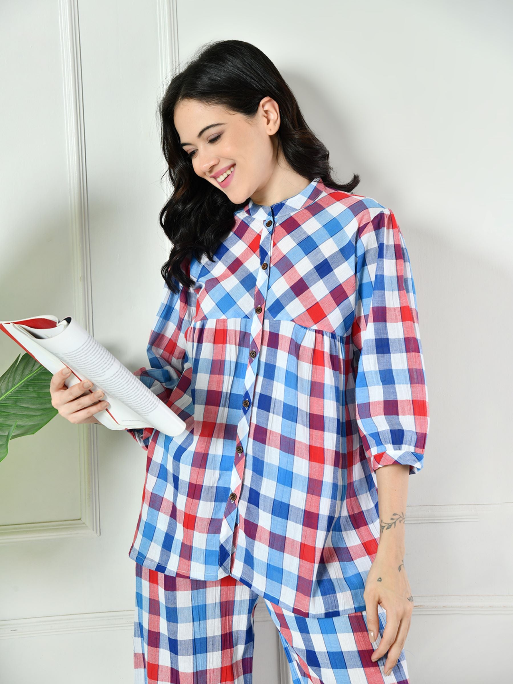 Women Check Lounge set