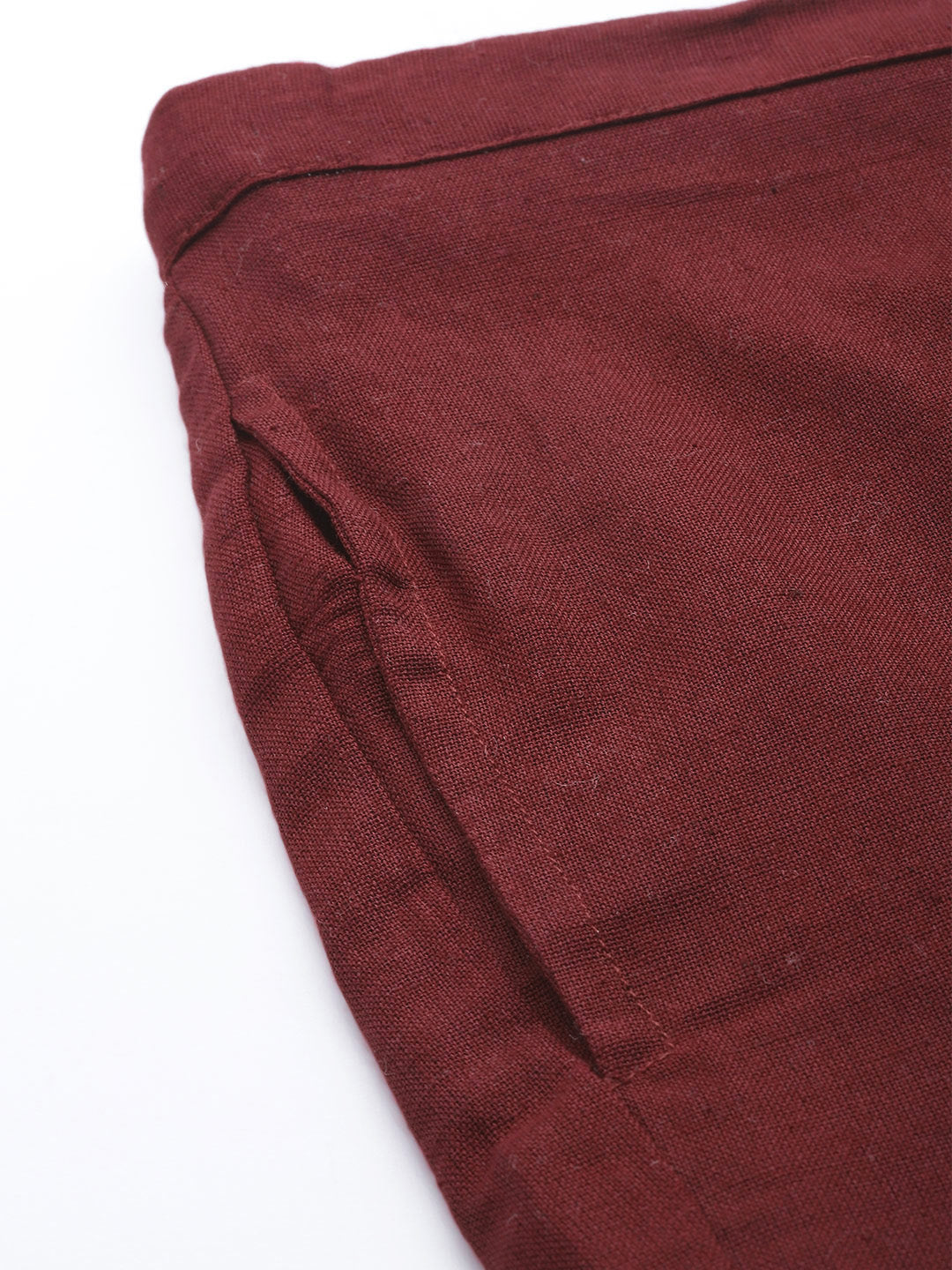 Maroon Hem Design Cotton Handloom Straight Sustainable Palazzos