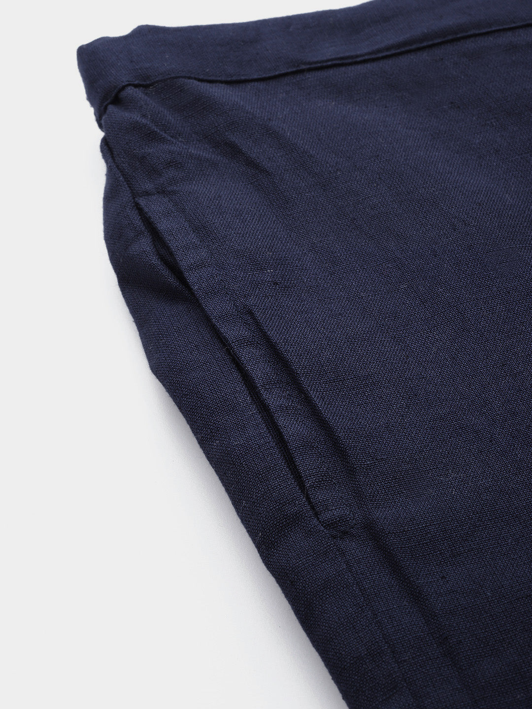 Navy Blue Hem Design Cotton Handloom Straight Sustainable Palazzos