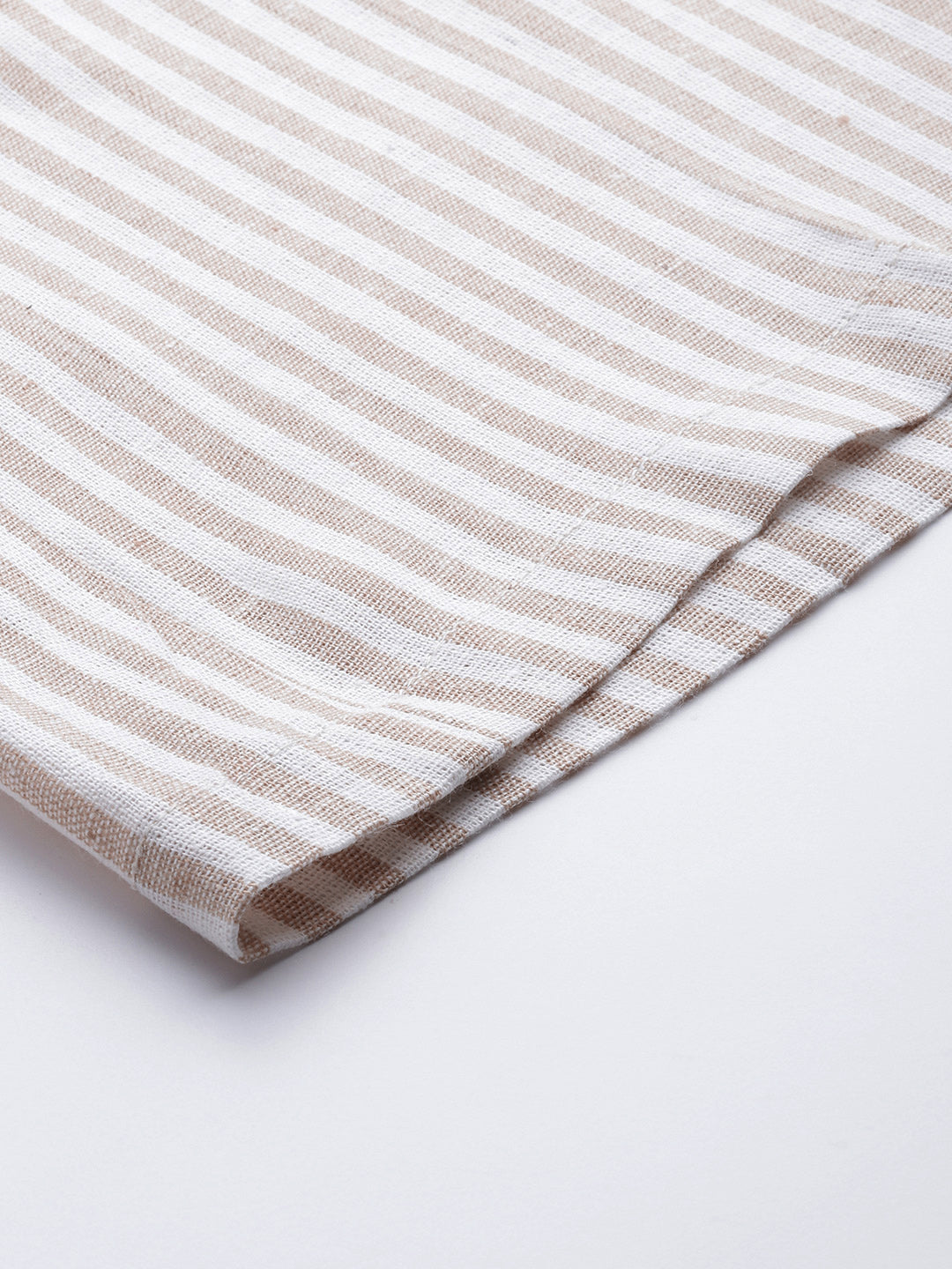 Women Faun & White Handloom Cotton Striped Wide Leg Sustainable Palazzos