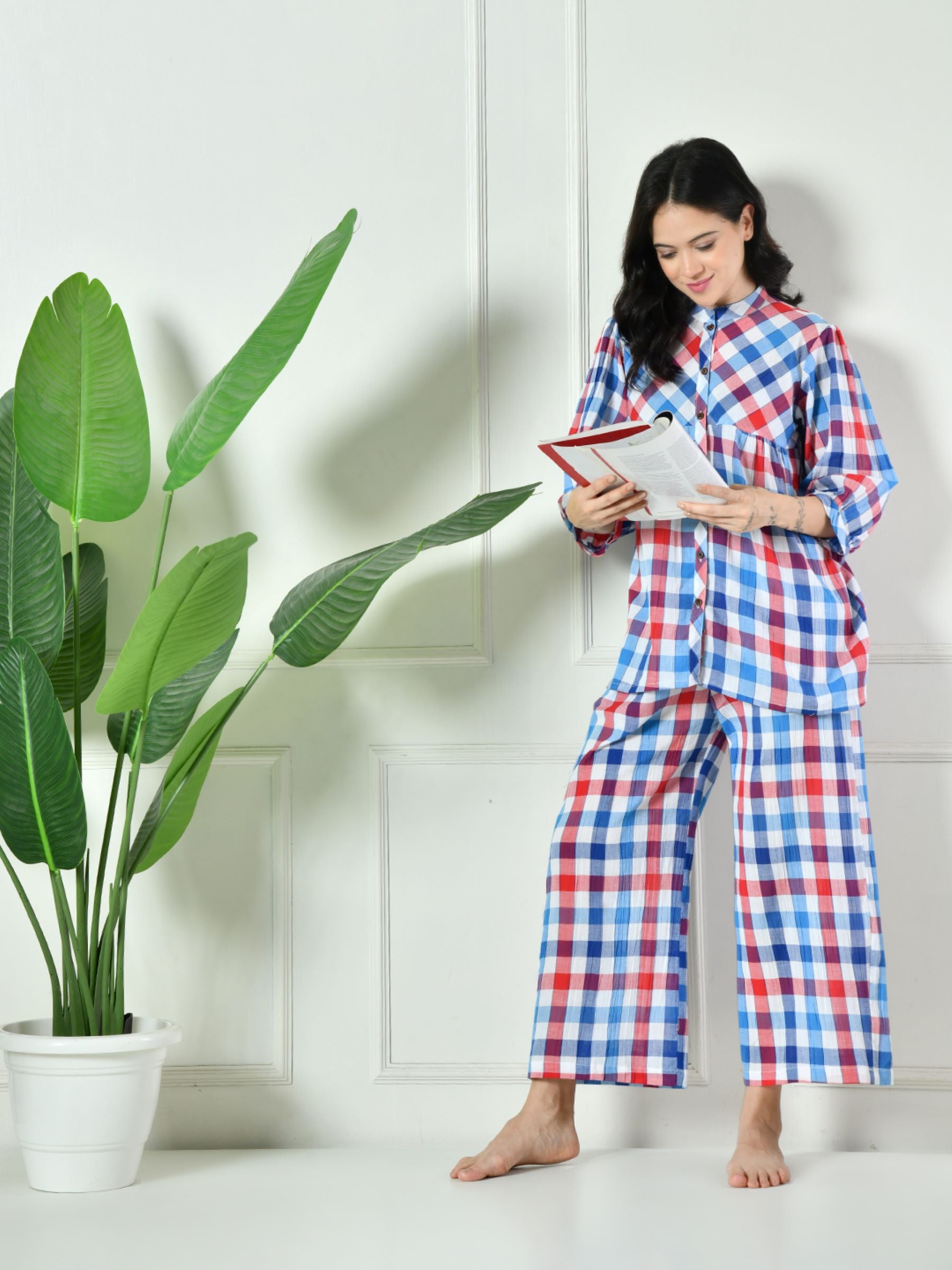 Women Check Lounge set