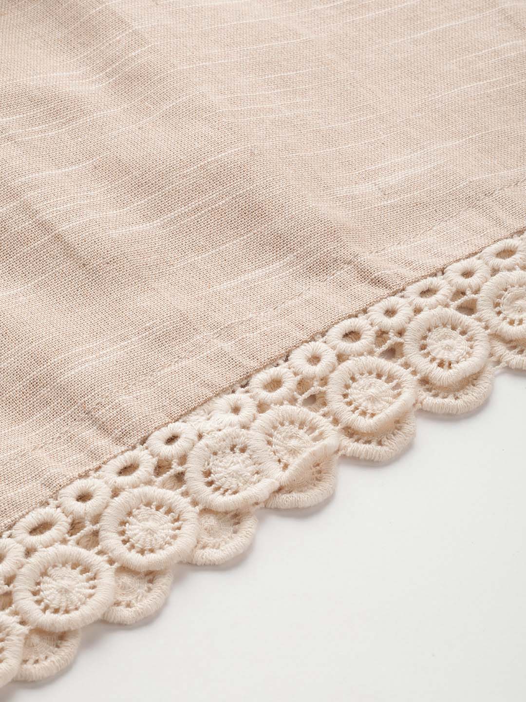 Cream-Coloured Solid Handloom Wide Leg Palazzos