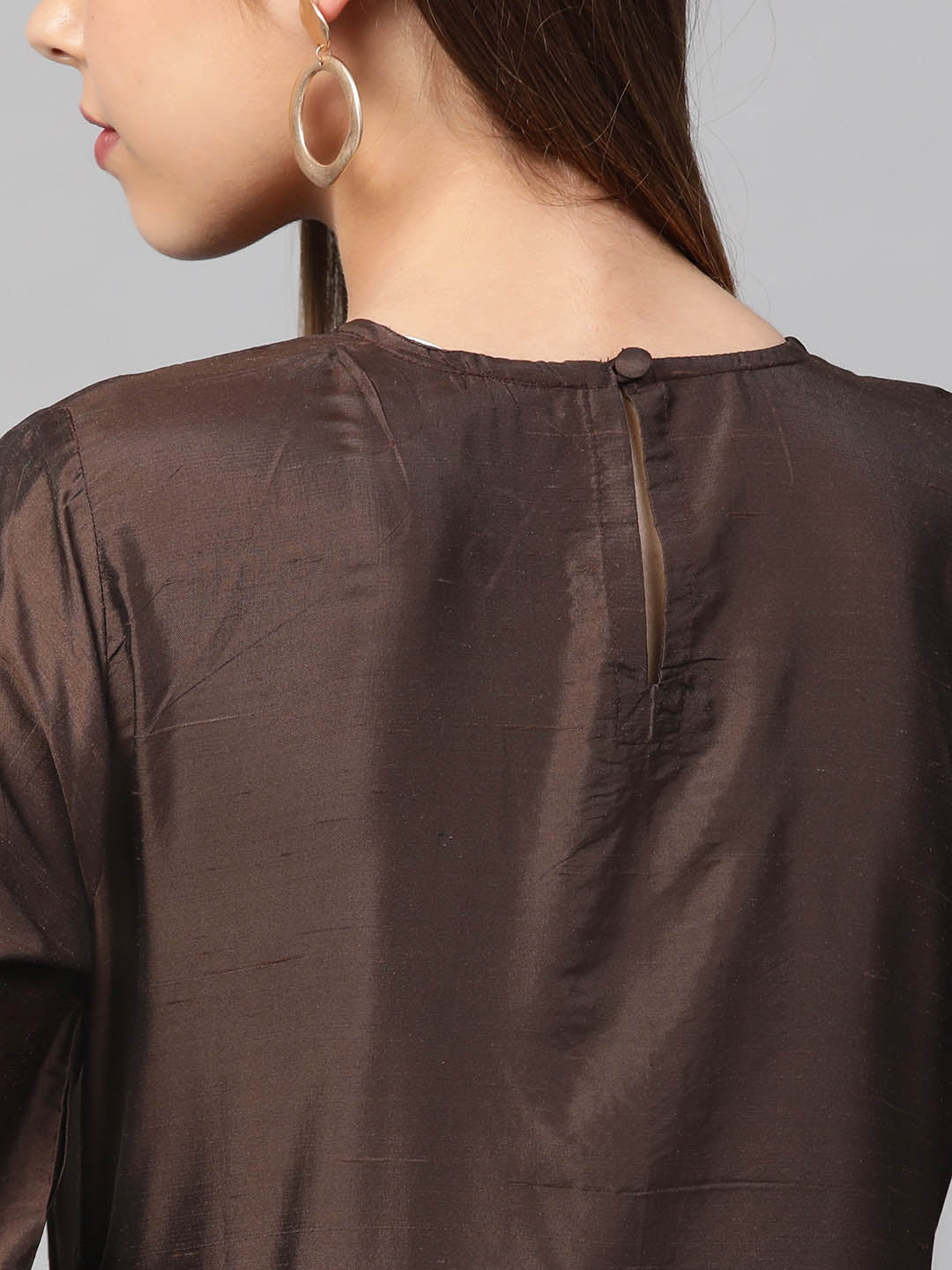 Coffee Brown Yoke Design Straight Kurta