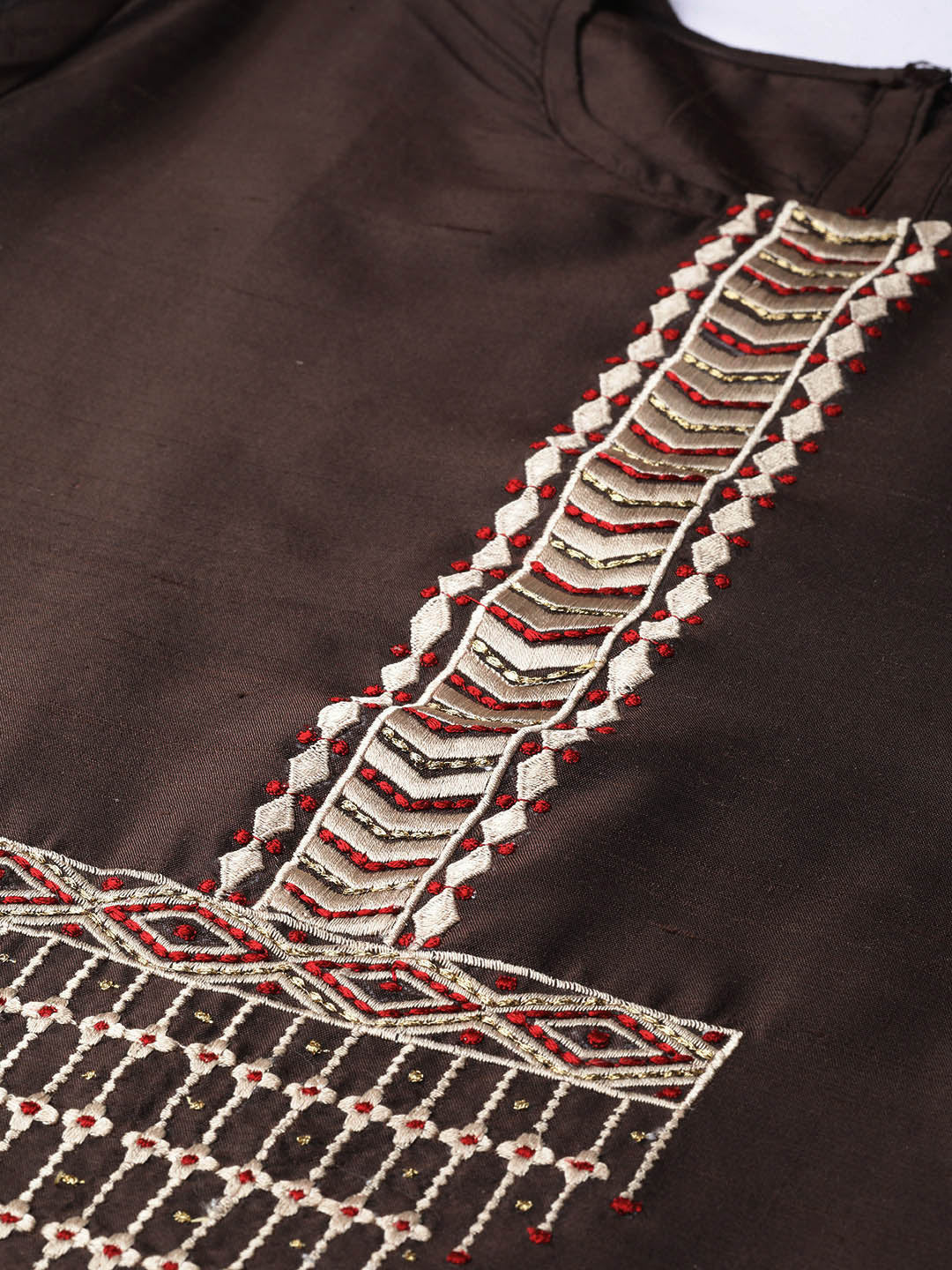 Coffee Brown Yoke Design Straight Kurta
