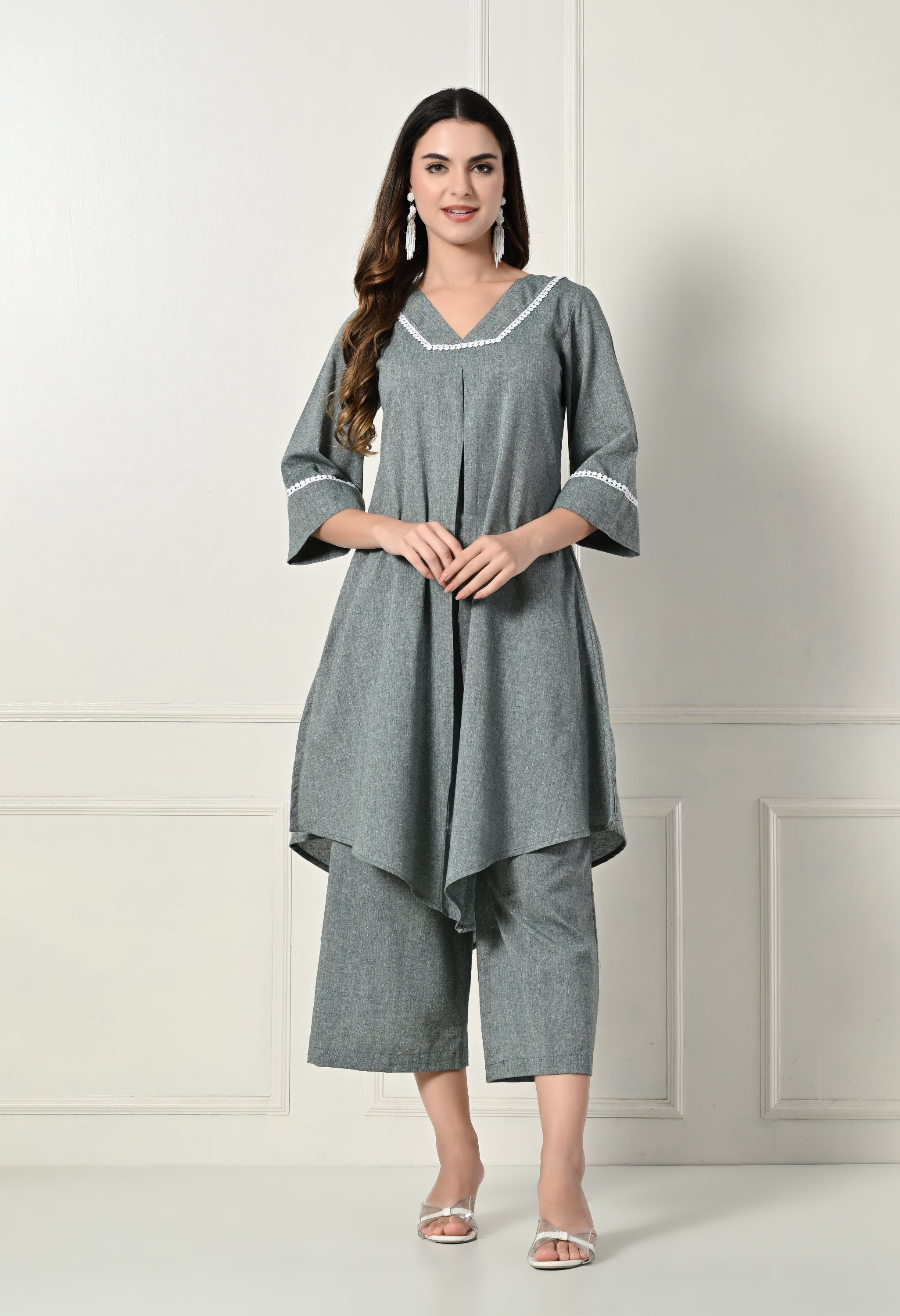 Olive Green pleated set