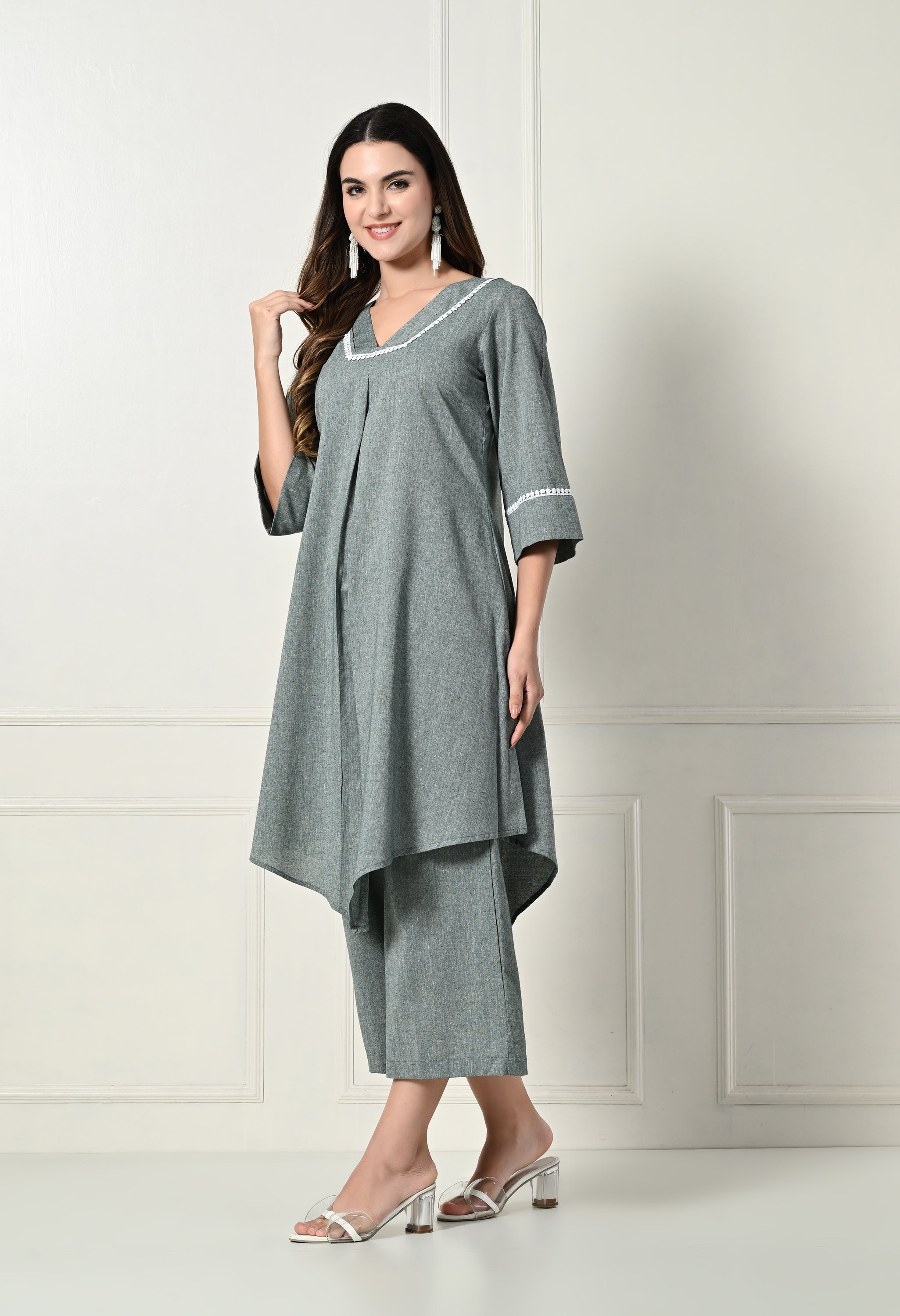 Olive Green pleated set