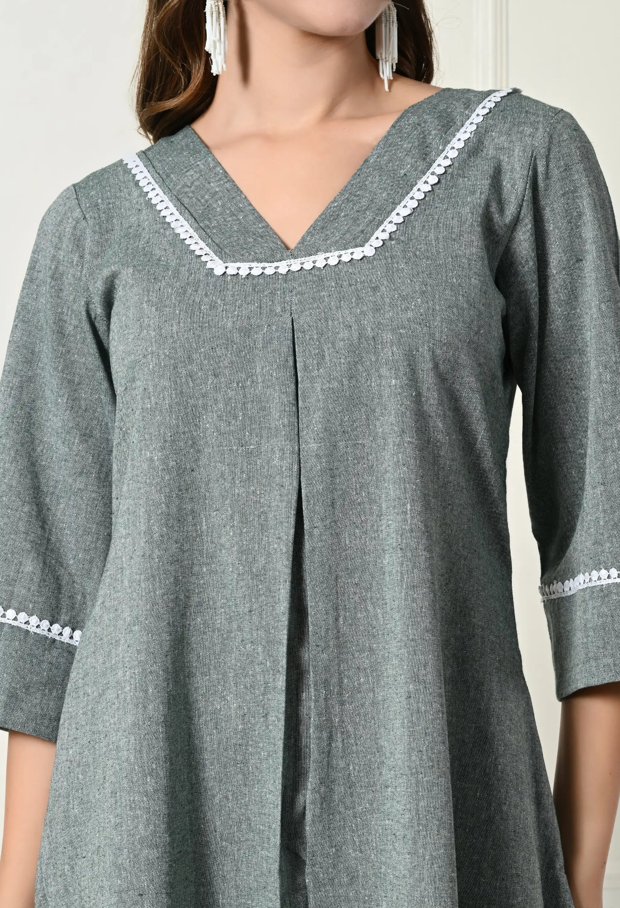 Olive Green pleated set