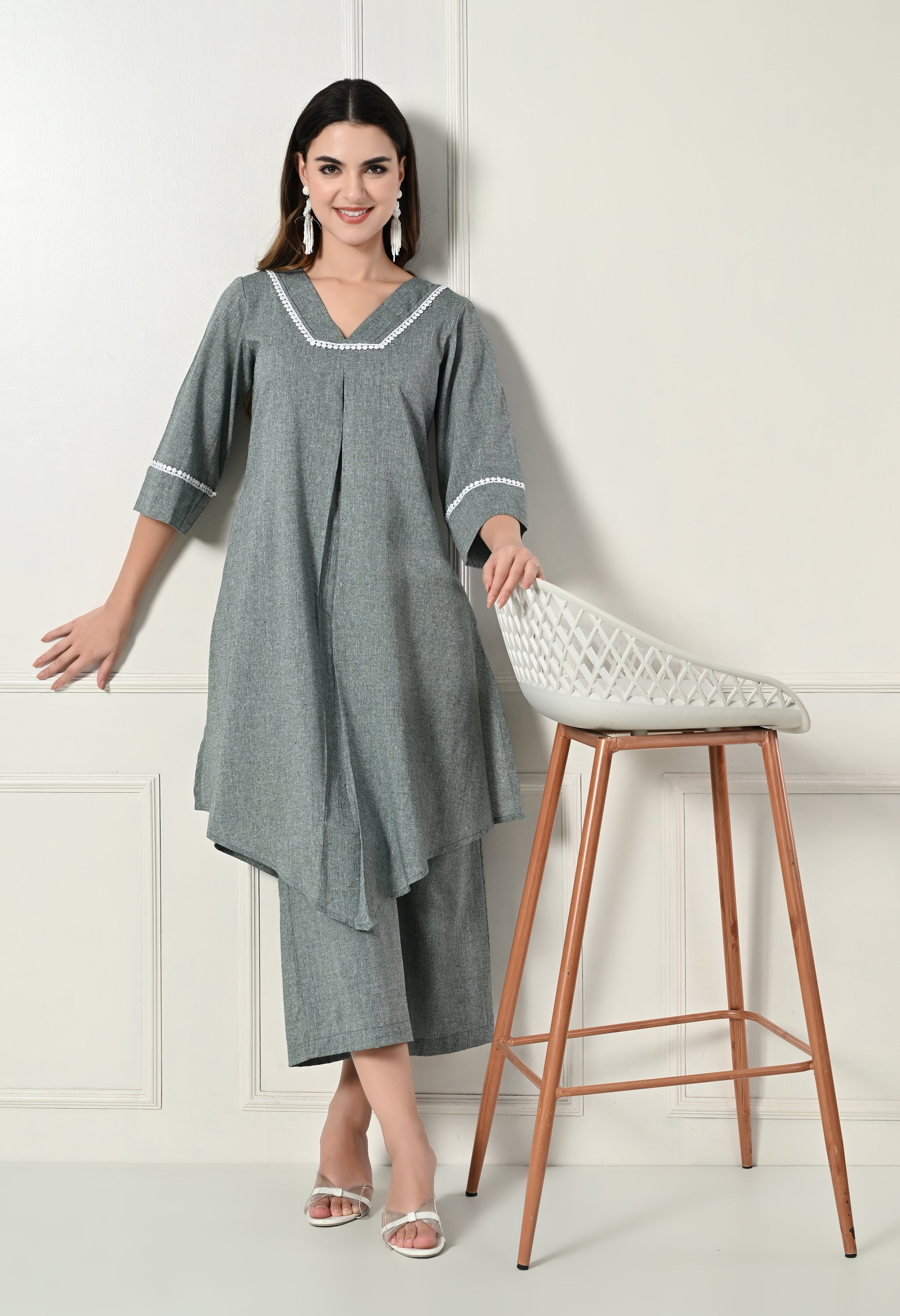 Olive Green pleated set