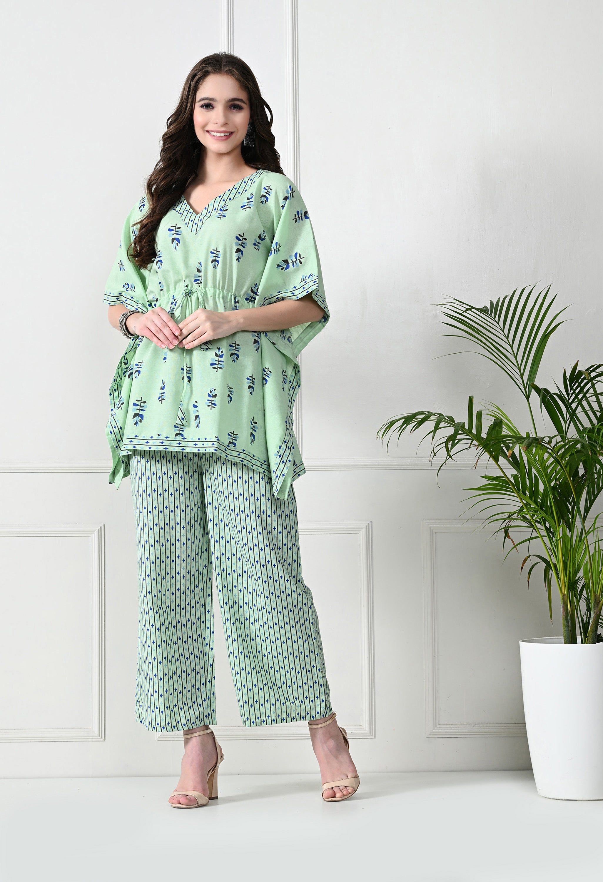 Green & Blue Floral Print Co-Ord Set