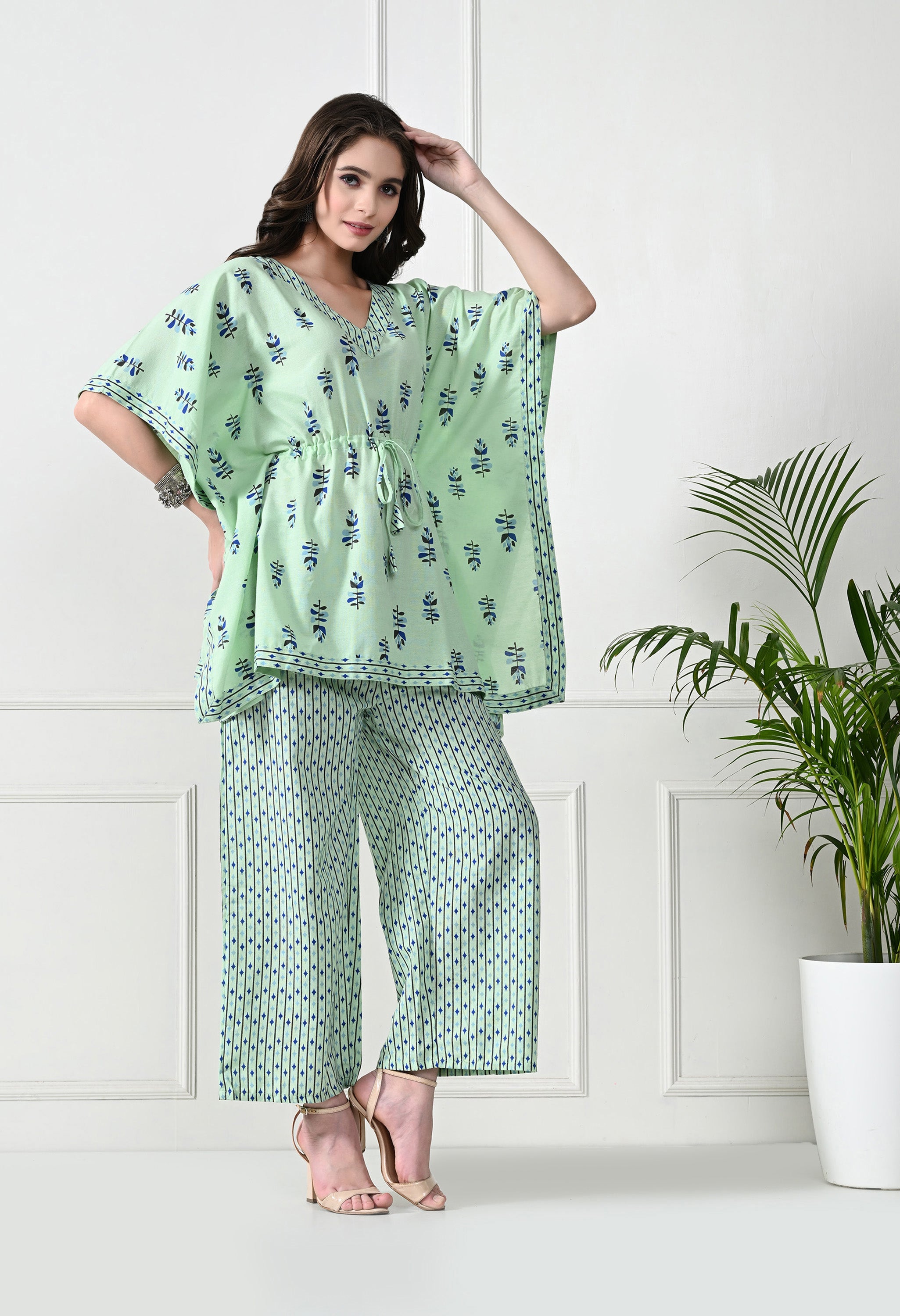 Green & Blue Floral Print Co-Ord Set