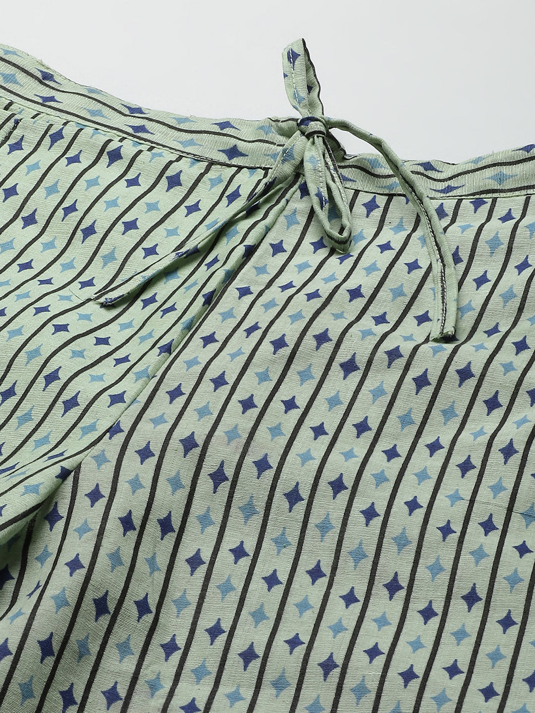 Green Printed Cotton Kaftan Night suit