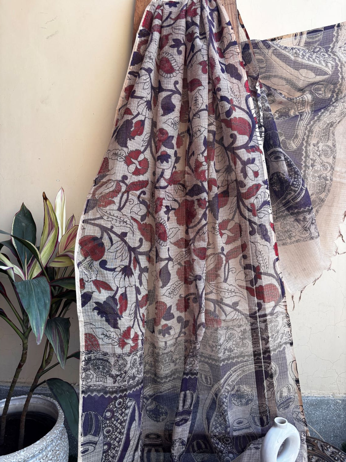 Kota Doriya Faun Handblock Printed Dupatta