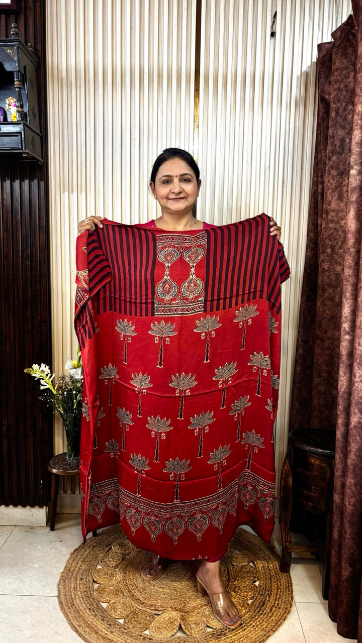 Modal Silk Palm Tree Ajrakh Kurta