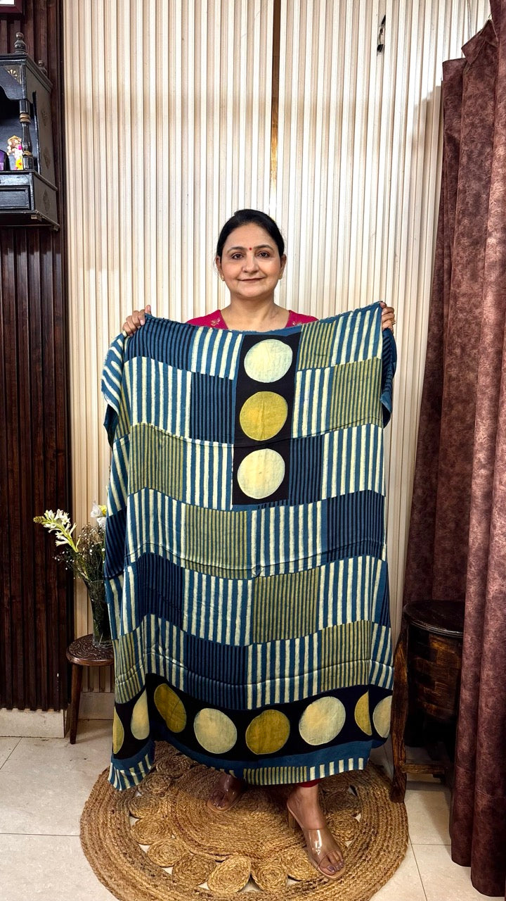 Modal Silk Indigo Blue Polka Dots Ajrakh Kurta