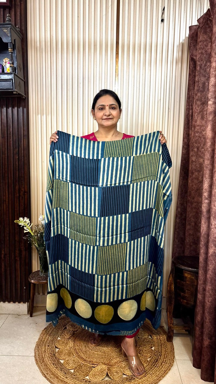 Modal Silk Indigo Blue Polka Dots Ajrakh Kurta