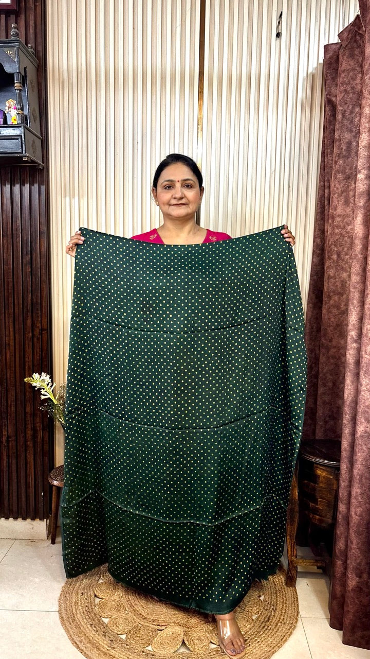 Modal Silk Bottle Green Tree Yoke Ajrakh Kurta