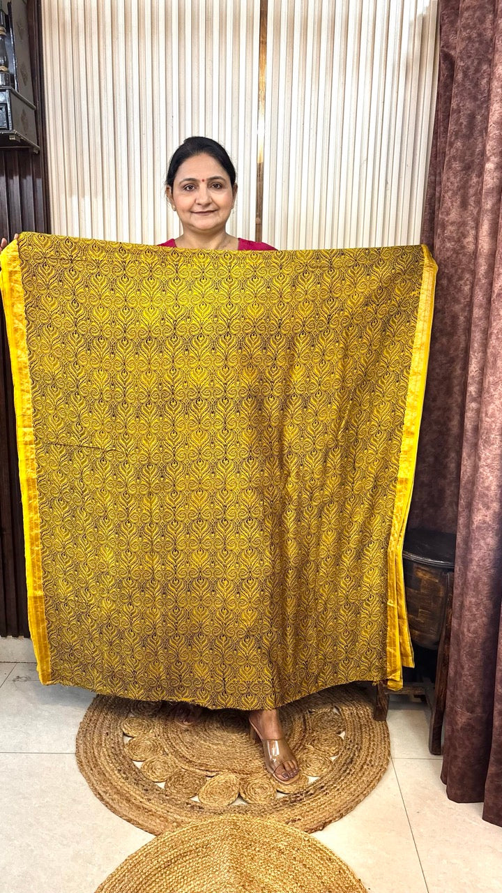 Maheshwari Silk Bagh Hand Block Printed Kurta Set With Tissue Zari Pallu Dupatta - Set of 3