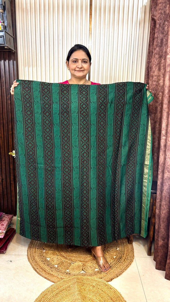 Maheshwari Silk Bagh Hand Block Printed Kurta Set With Tissue Zari Pallu Dupatta - Set of 3