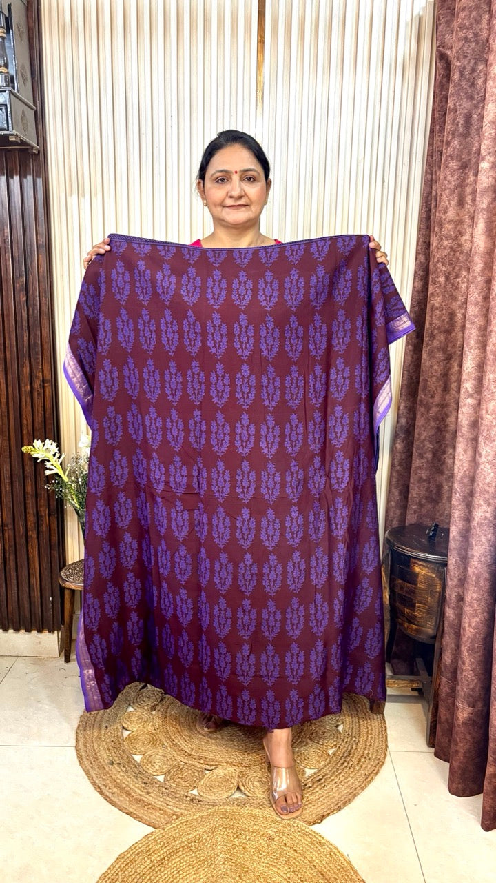 Maheshwari Silk Bagh Hand Block Printed Kurta Set With Tissue Zari Pallu Dupatta - Set of 3