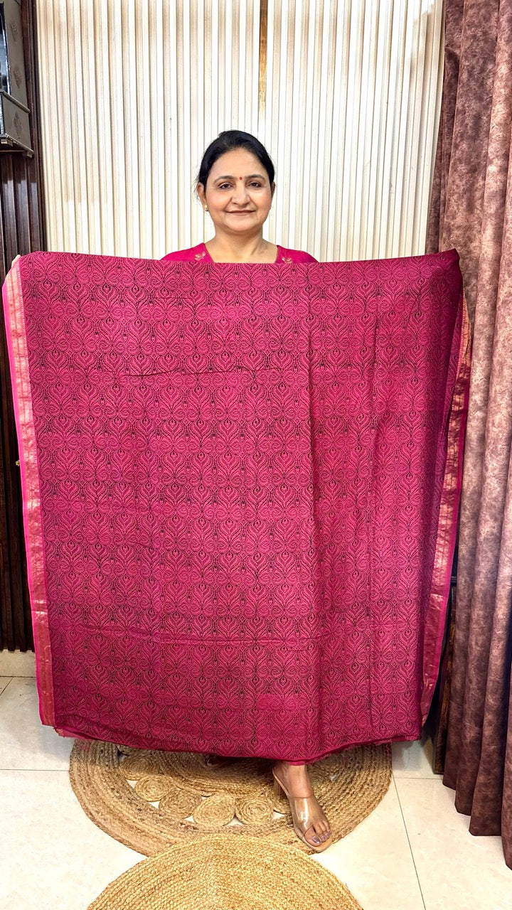 Maheshwari Silk Bagh Hand Block Printed Kurta Set With Tissue Zari Pallu Dupatta - Set of 3