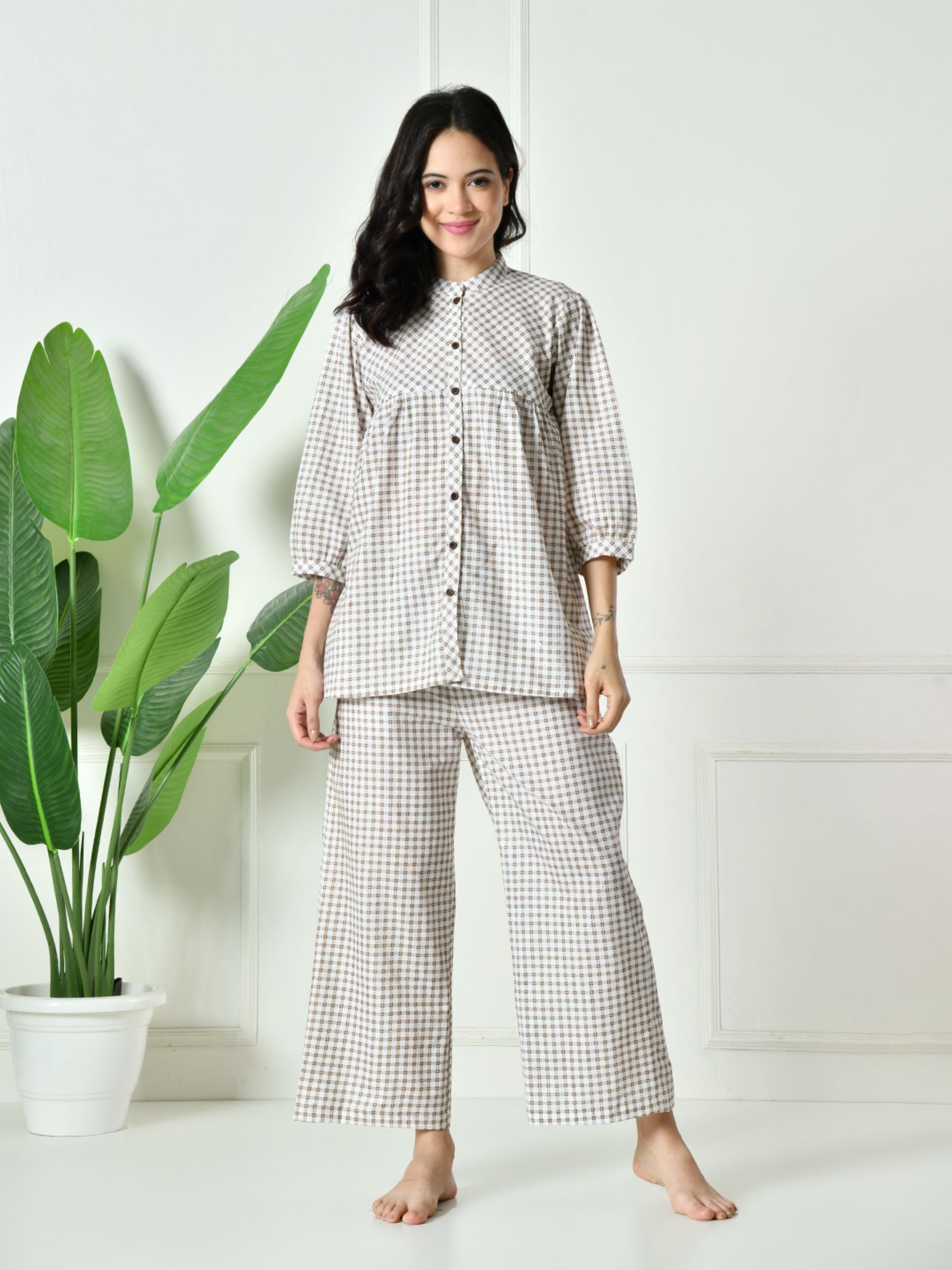 Women Check Lounge set