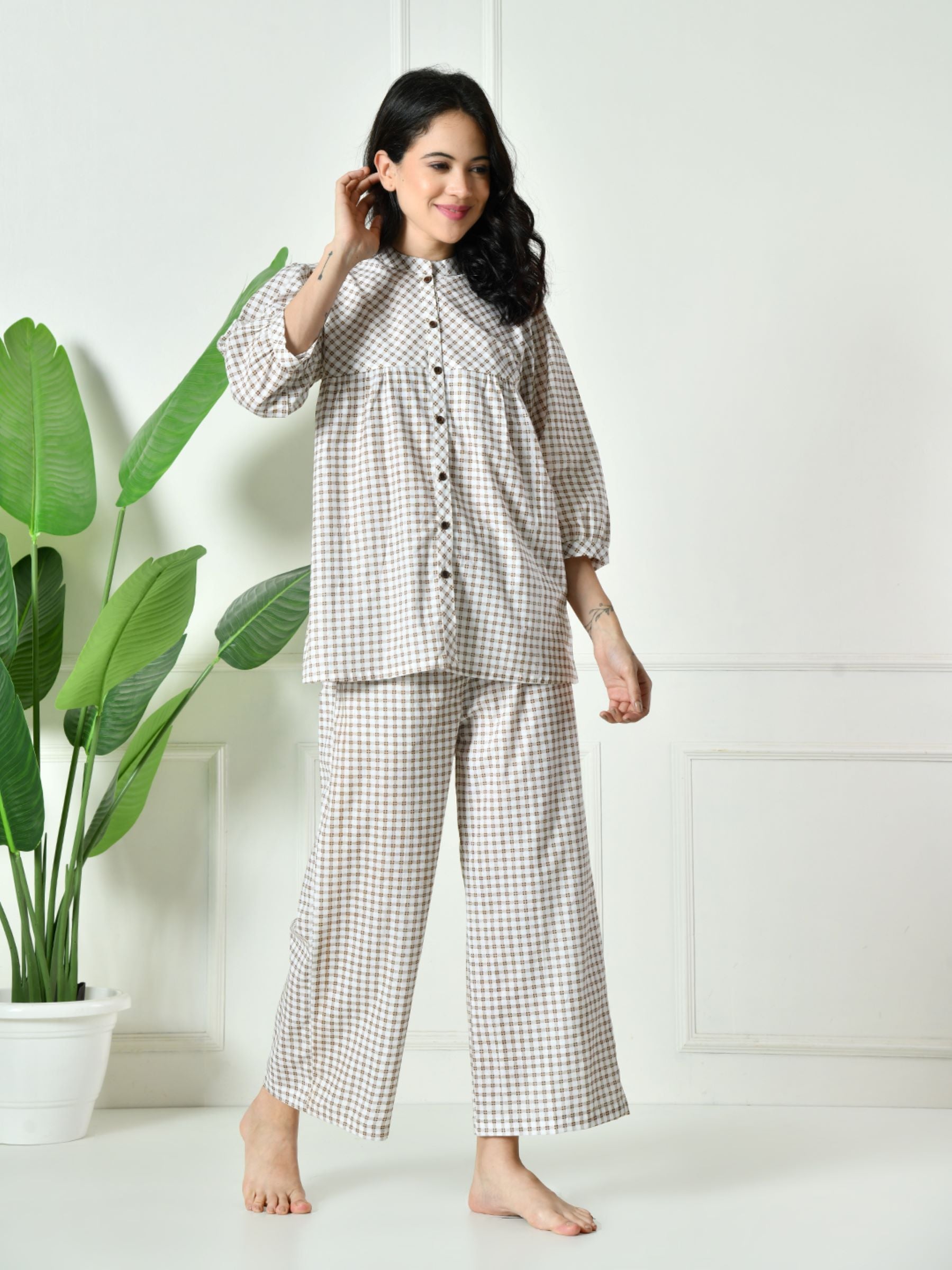 Women Check Lounge set
