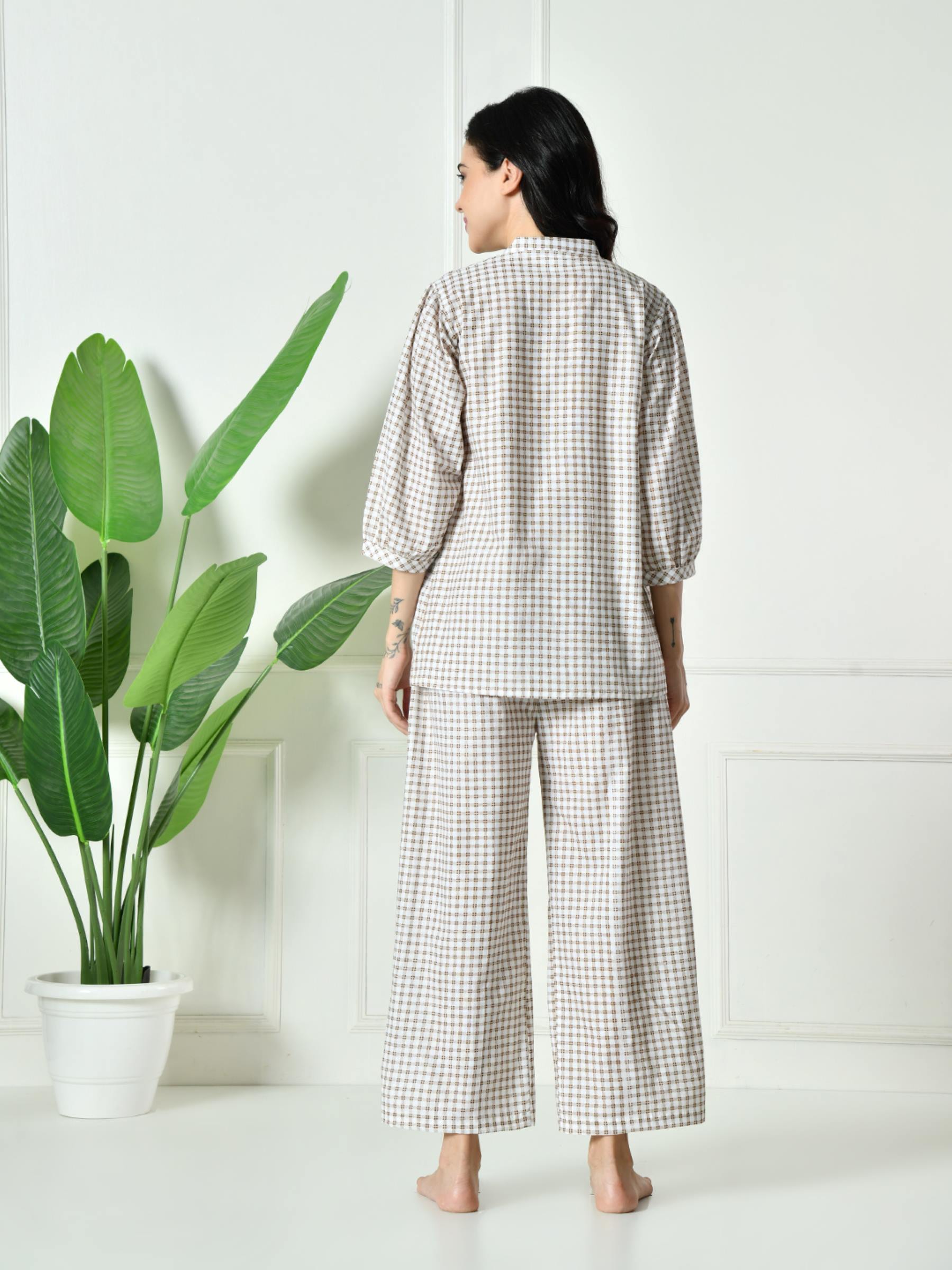 Women Check Lounge set