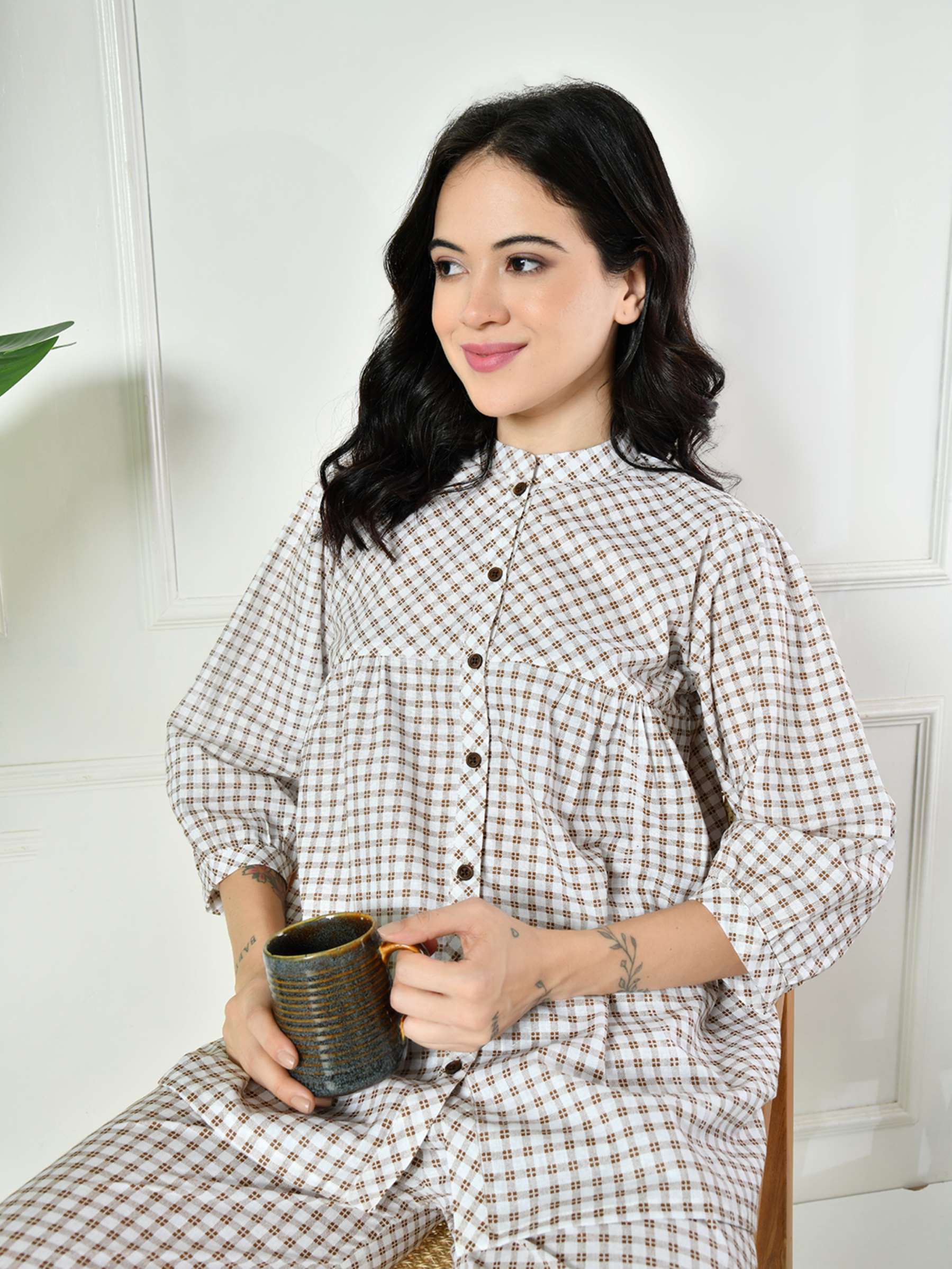Women Check Lounge set